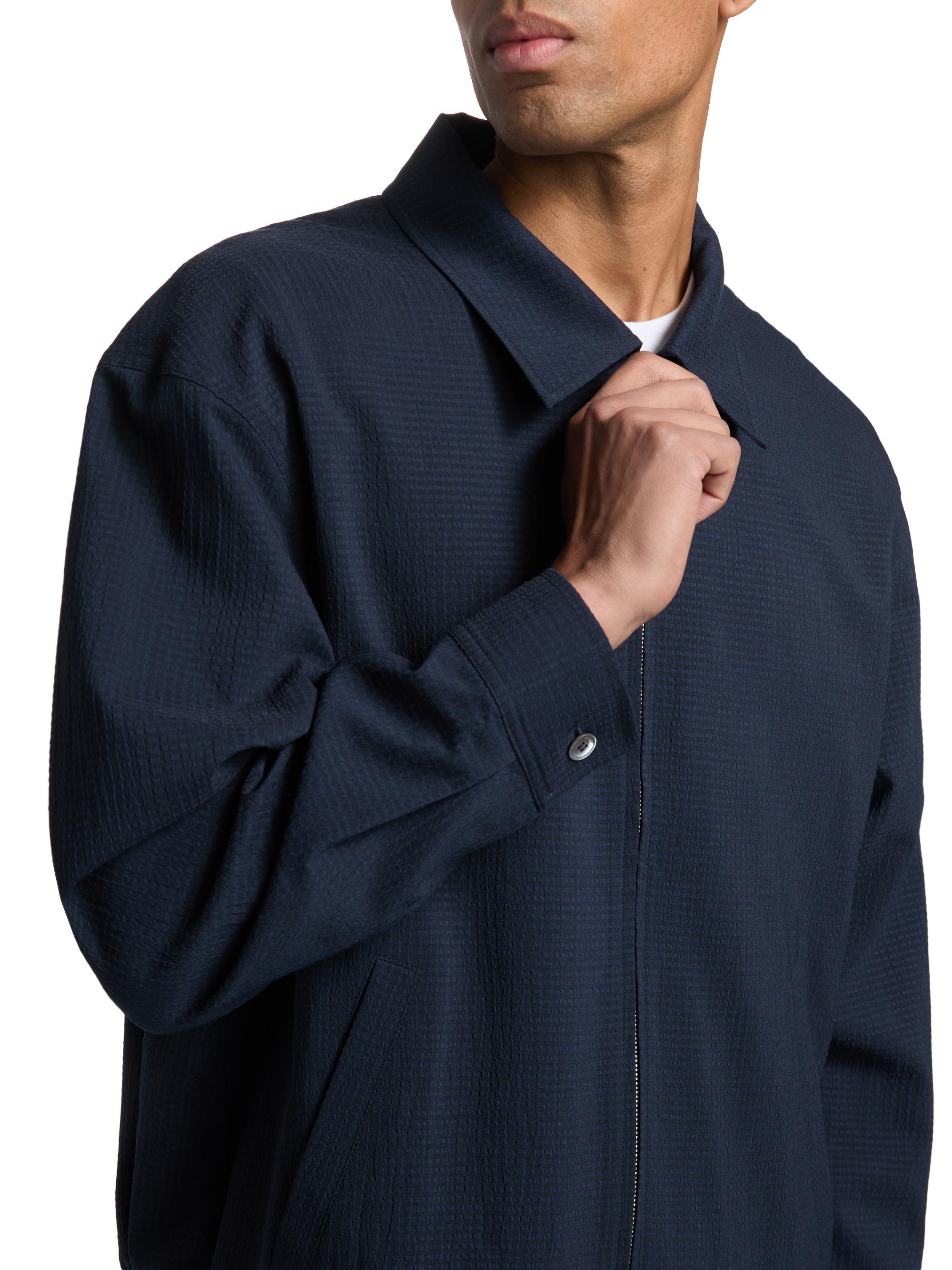 FRAME Men's Seersucker Blouson Jacket - Navy | Thumbnail 6