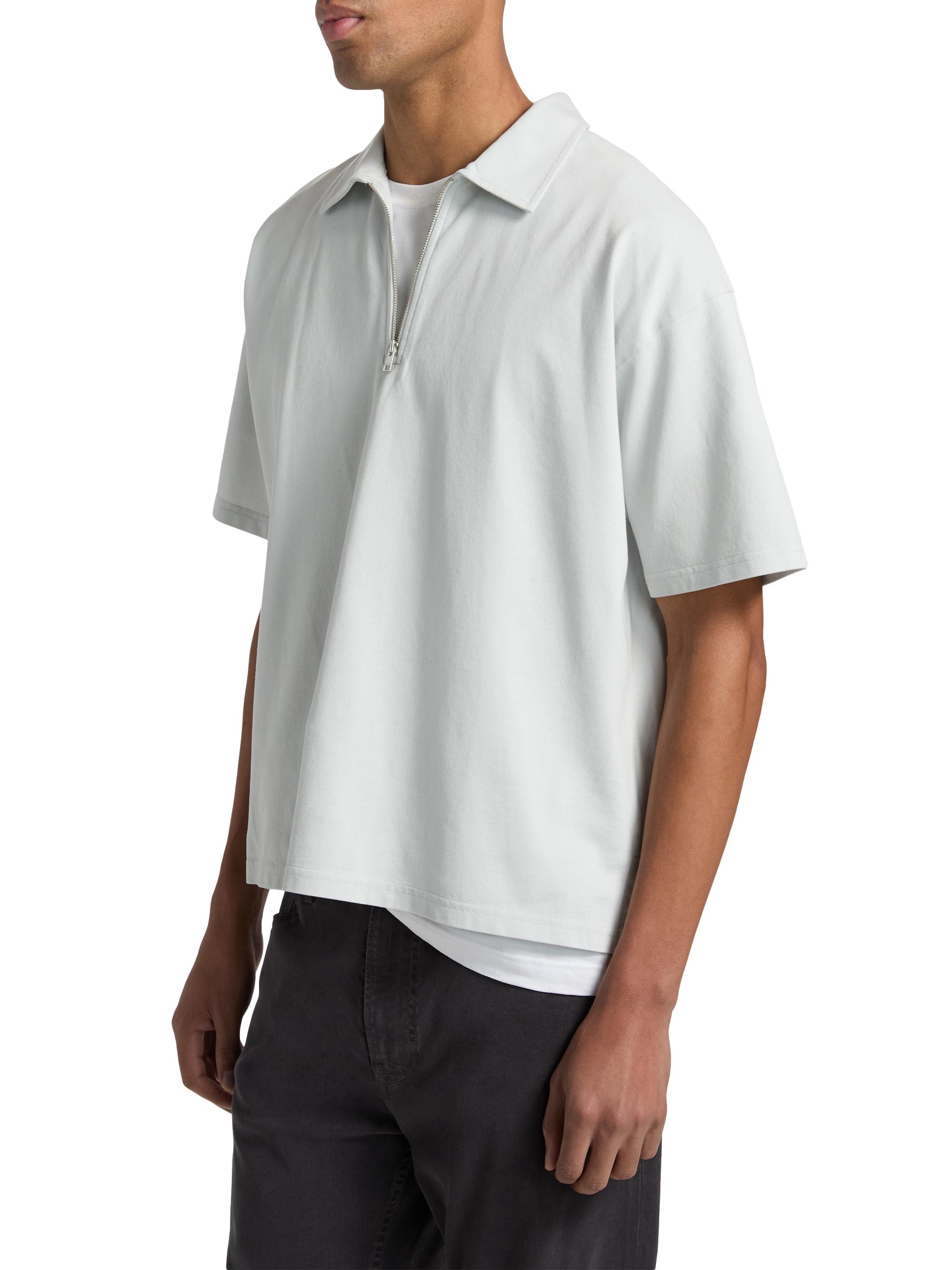 FRAME Men's Pique Half-Zip Polo Shirt - Pale Blue | Thumbnail 4