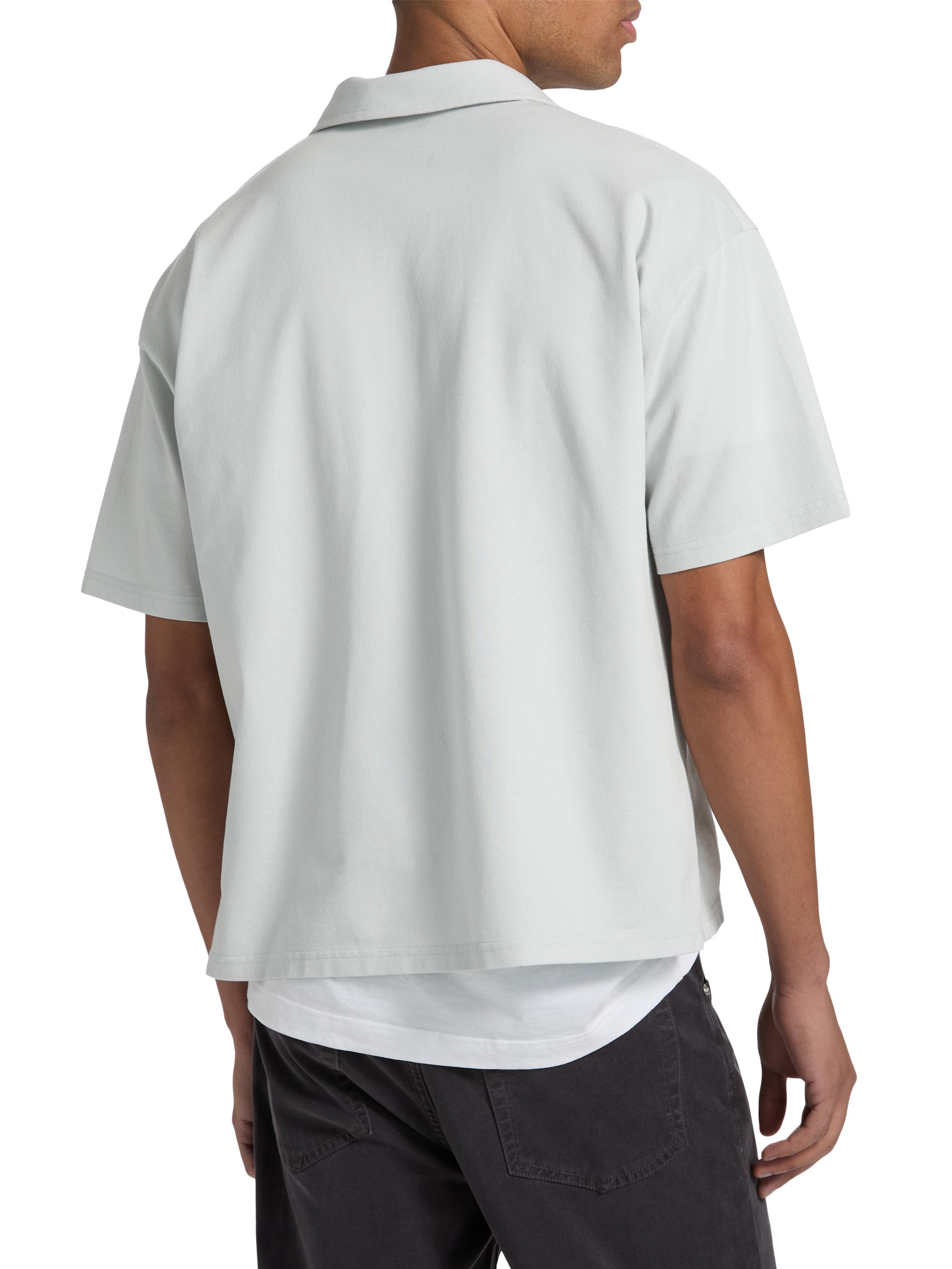 FRAME Men's Pique Half-Zip Polo Shirt - Pale Blue | Thumbnail 5