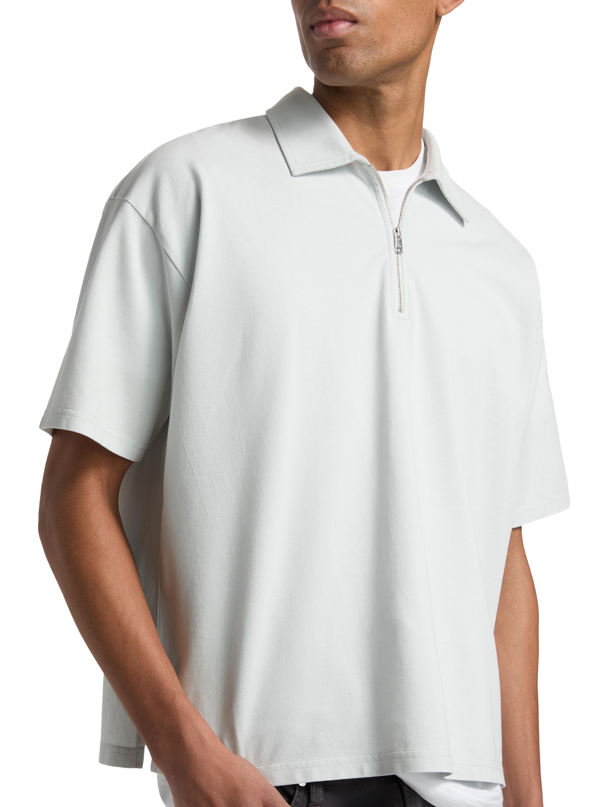 FRAME Men's Pique Half-Zip Polo Shirt - Pale Blue | Thumbnail 6