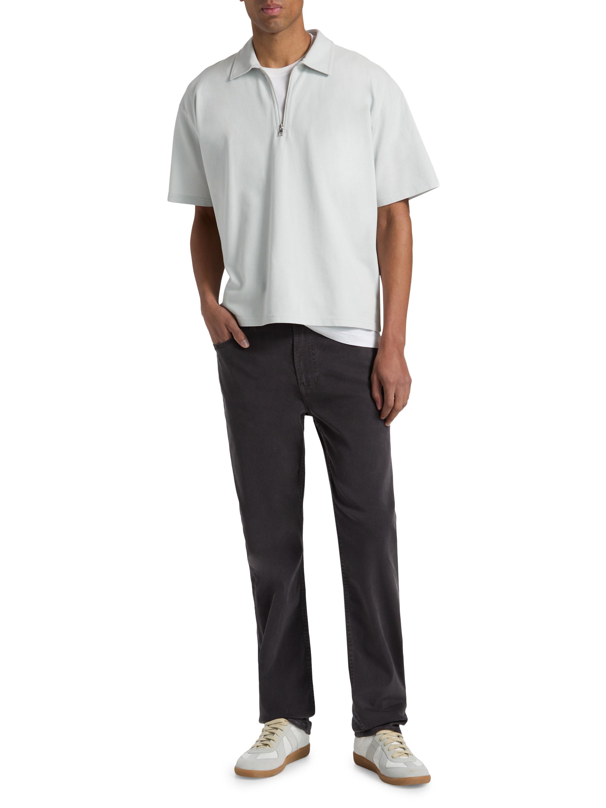 FRAME Men's Pique Half-Zip Polo Shirt - Pale Blue | Thumbnail 2