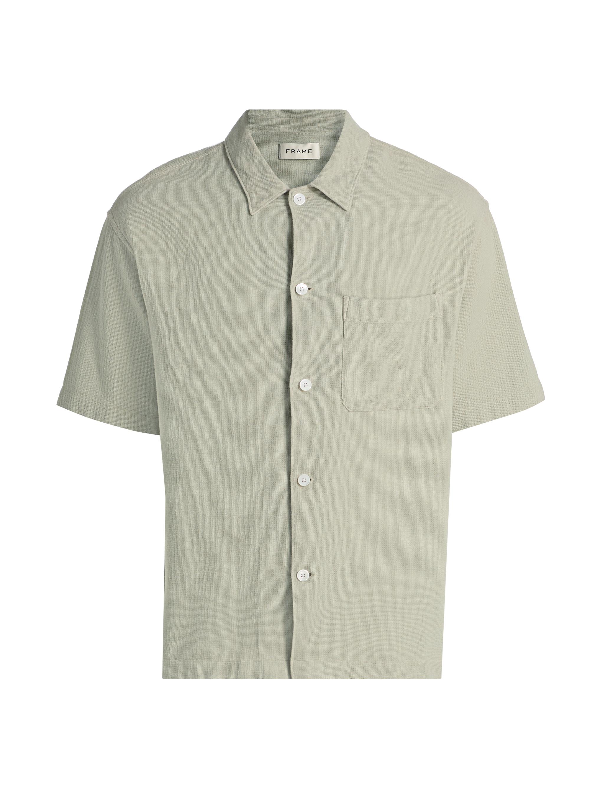 FRAME Men's Open Weave Short-Sleeve Shirt - Moss Green