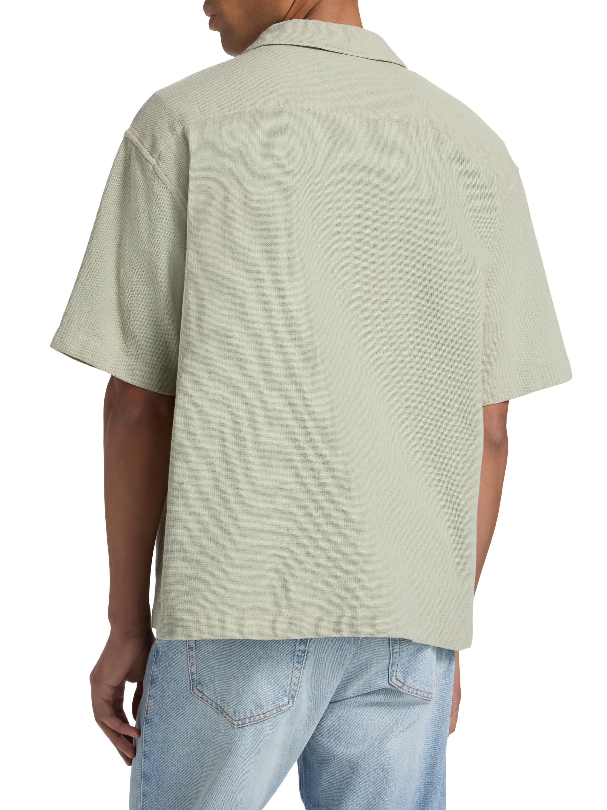 FRAME Men's Open Weave Short-Sleeve Shirt - Moss Green | Thumbnail 5