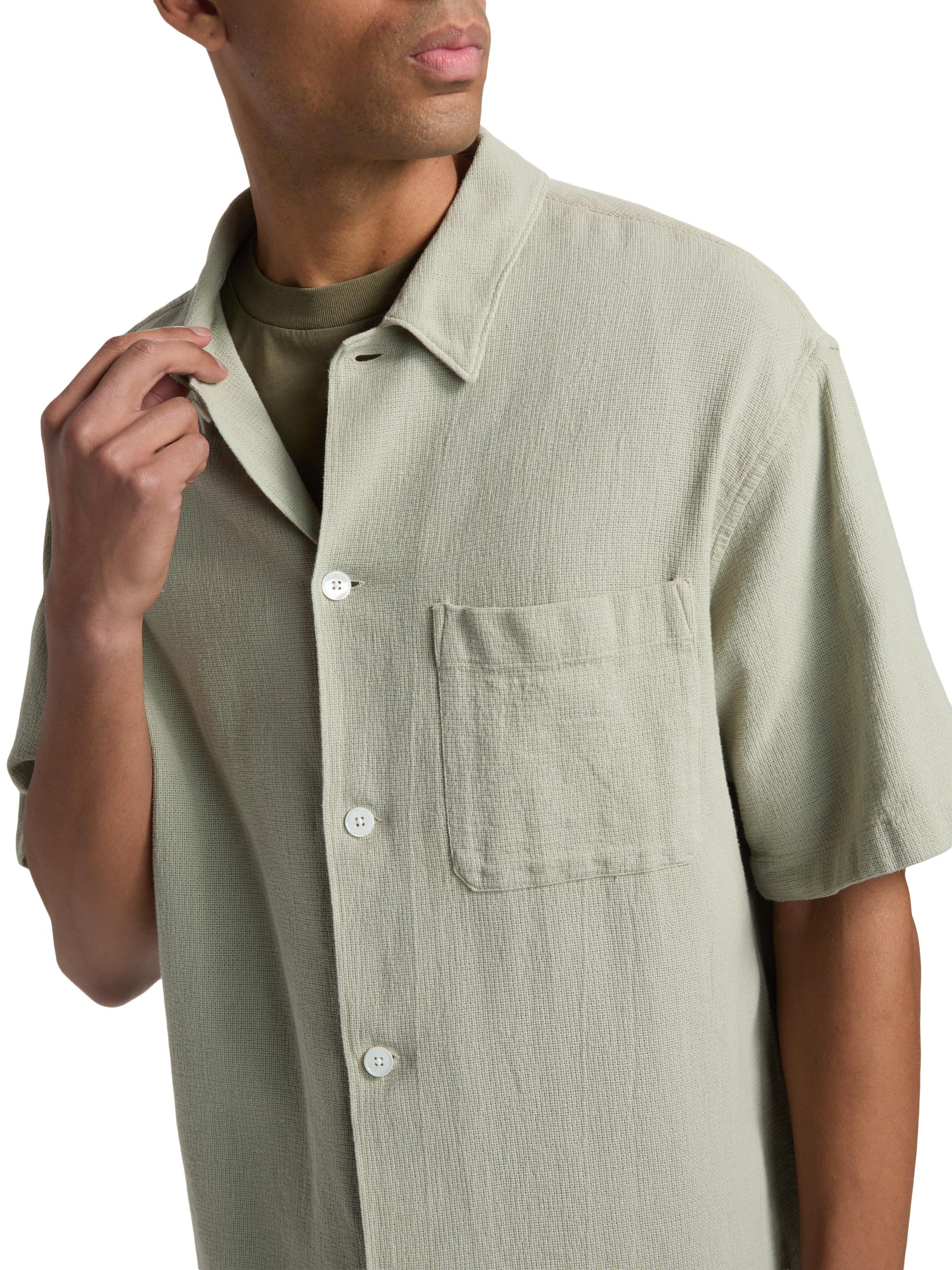 FRAME Men's Open Weave Short-Sleeve Shirt - Moss Green | Thumbnail 6