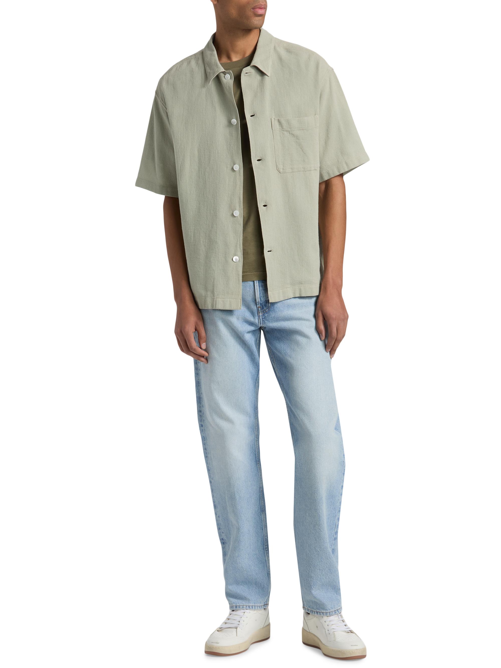 FRAME Men's Open Weave Short-Sleeve Shirt - Moss Green | Thumbnail 2