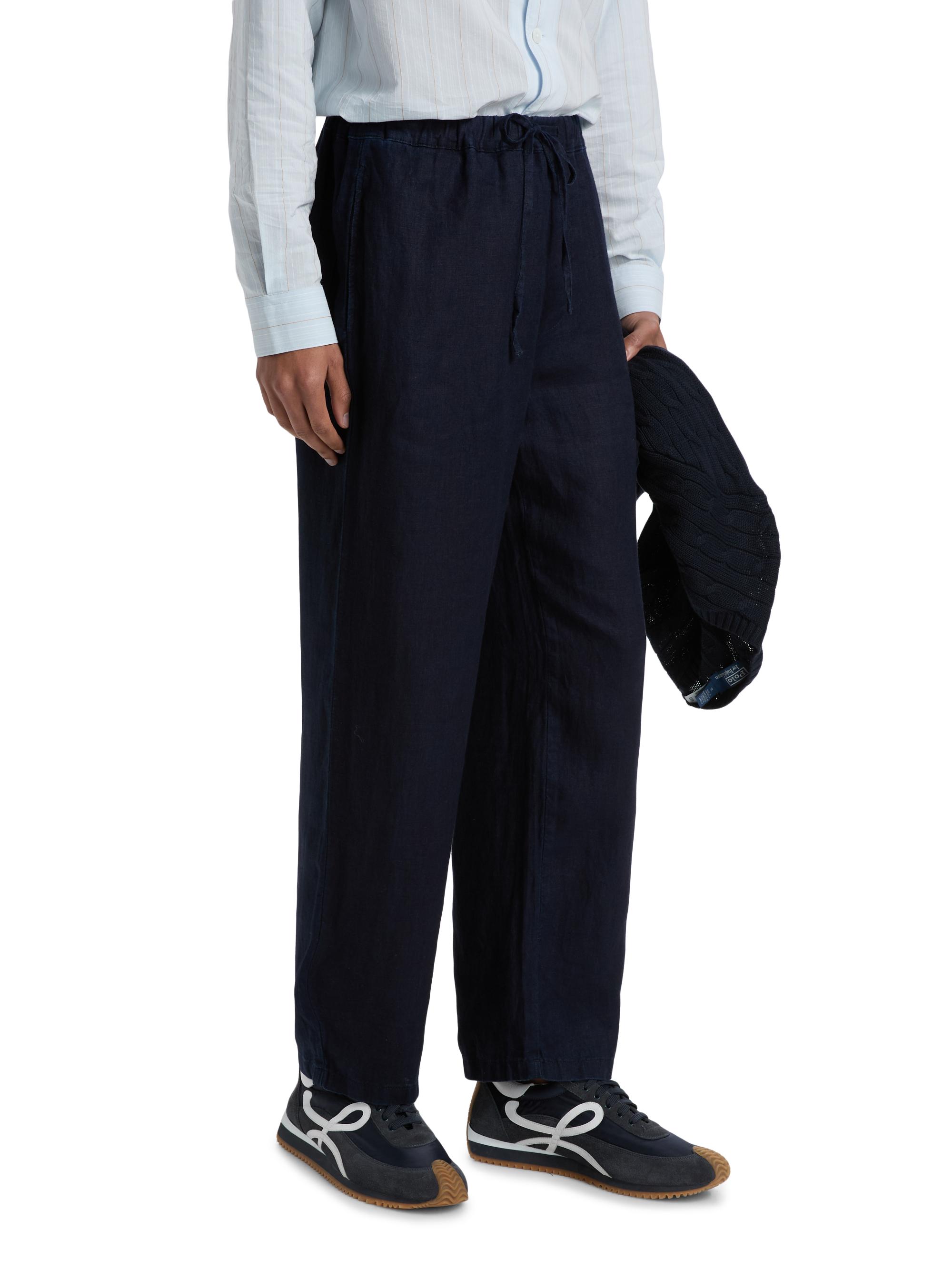 FRAME Men's Linen Drawstring Straight-Leg Pants - Rinse | Thumbnail 4