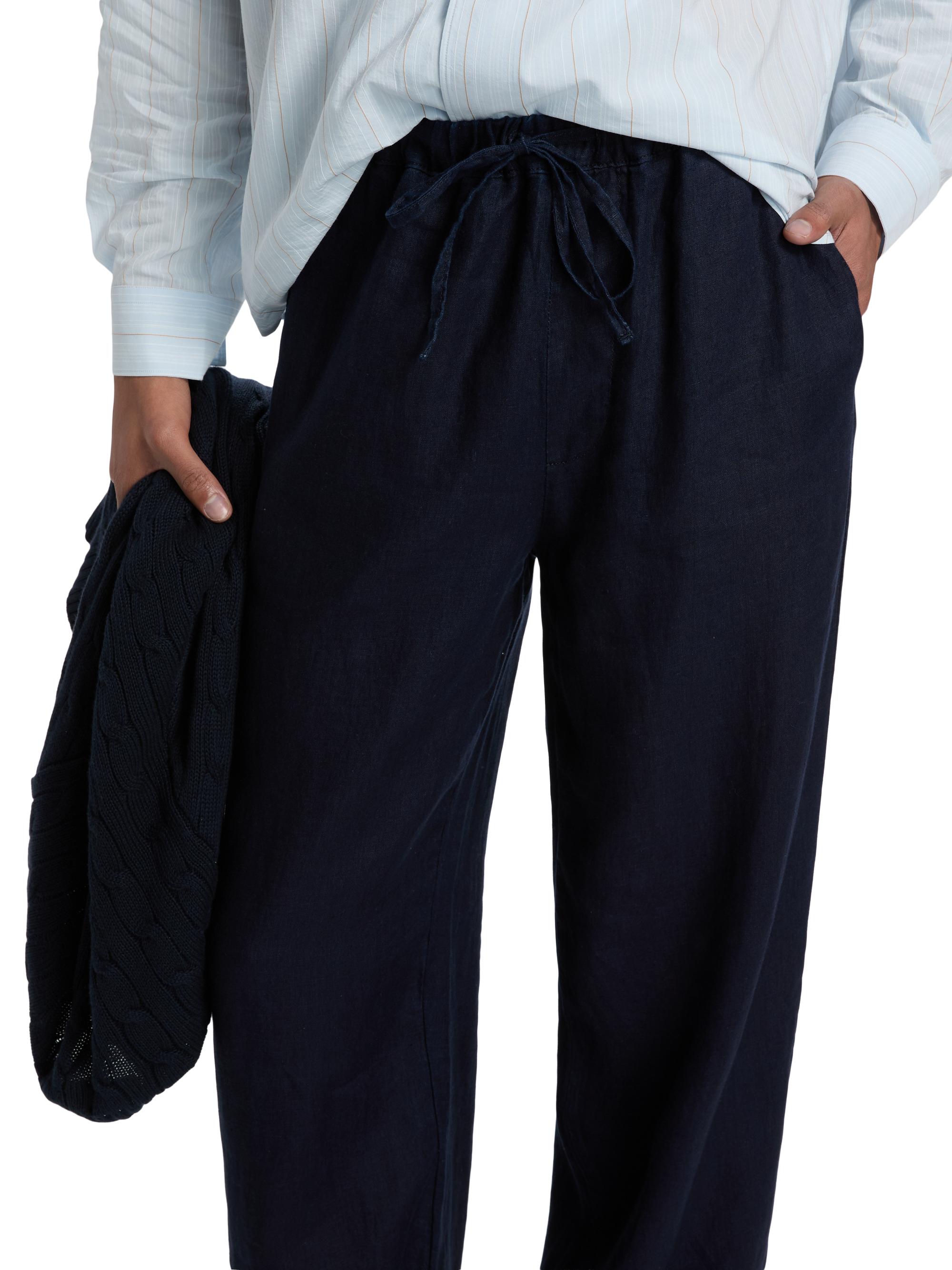 FRAME Men's Linen Drawstring Straight-Leg Pants - Rinse | Thumbnail 6