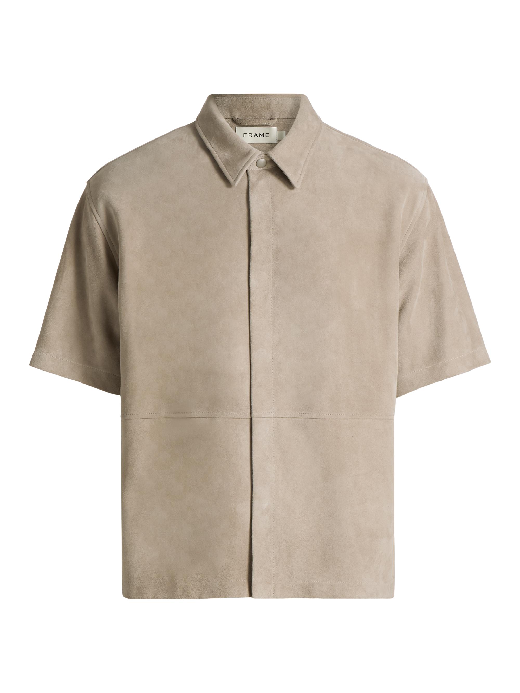 FRAME Men's Suede Button-Front Shirt - Dusty Beige