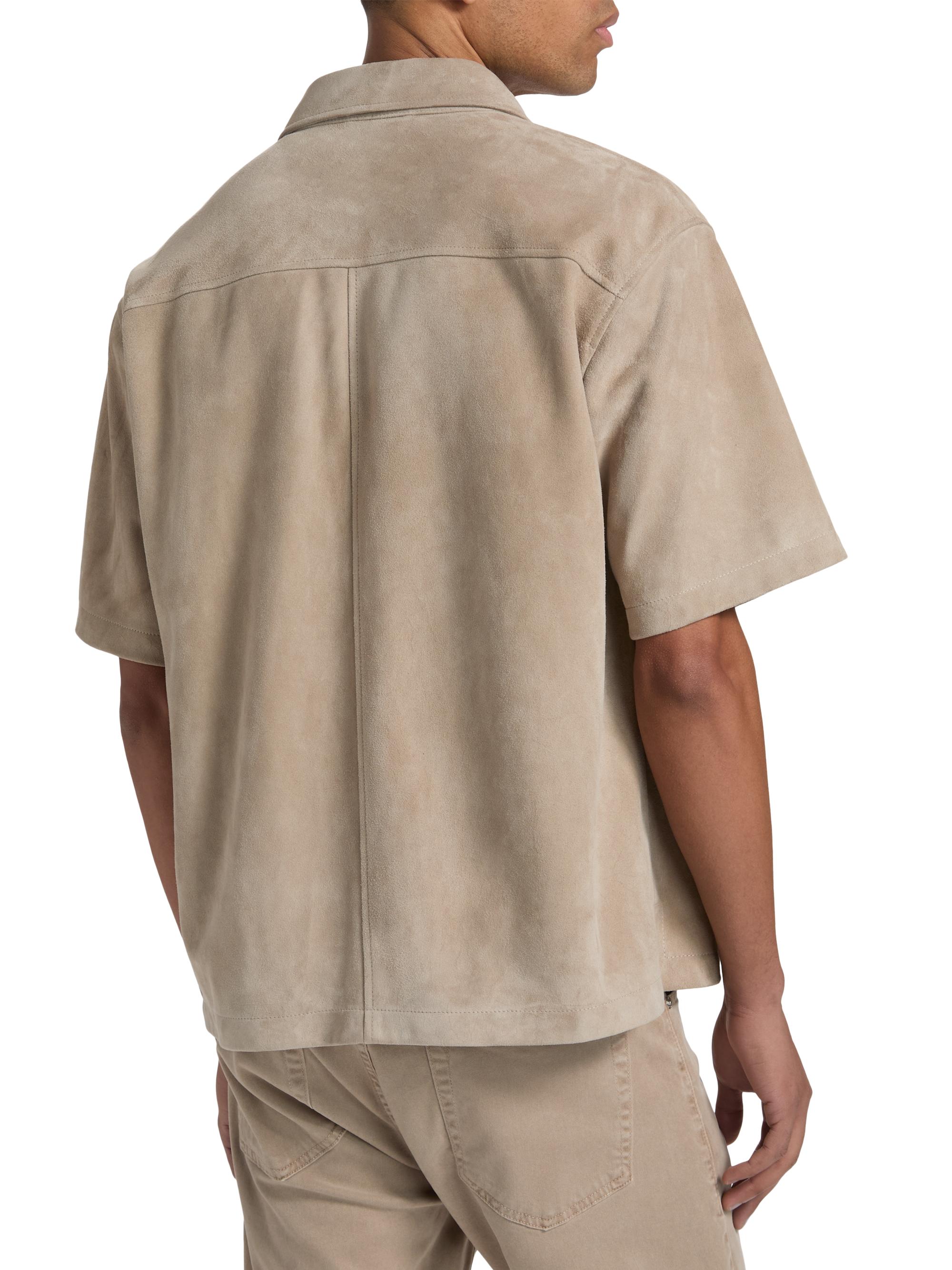 FRAME Men's Suede Button-Front Shirt - Dusty Beige | Thumbnail 5