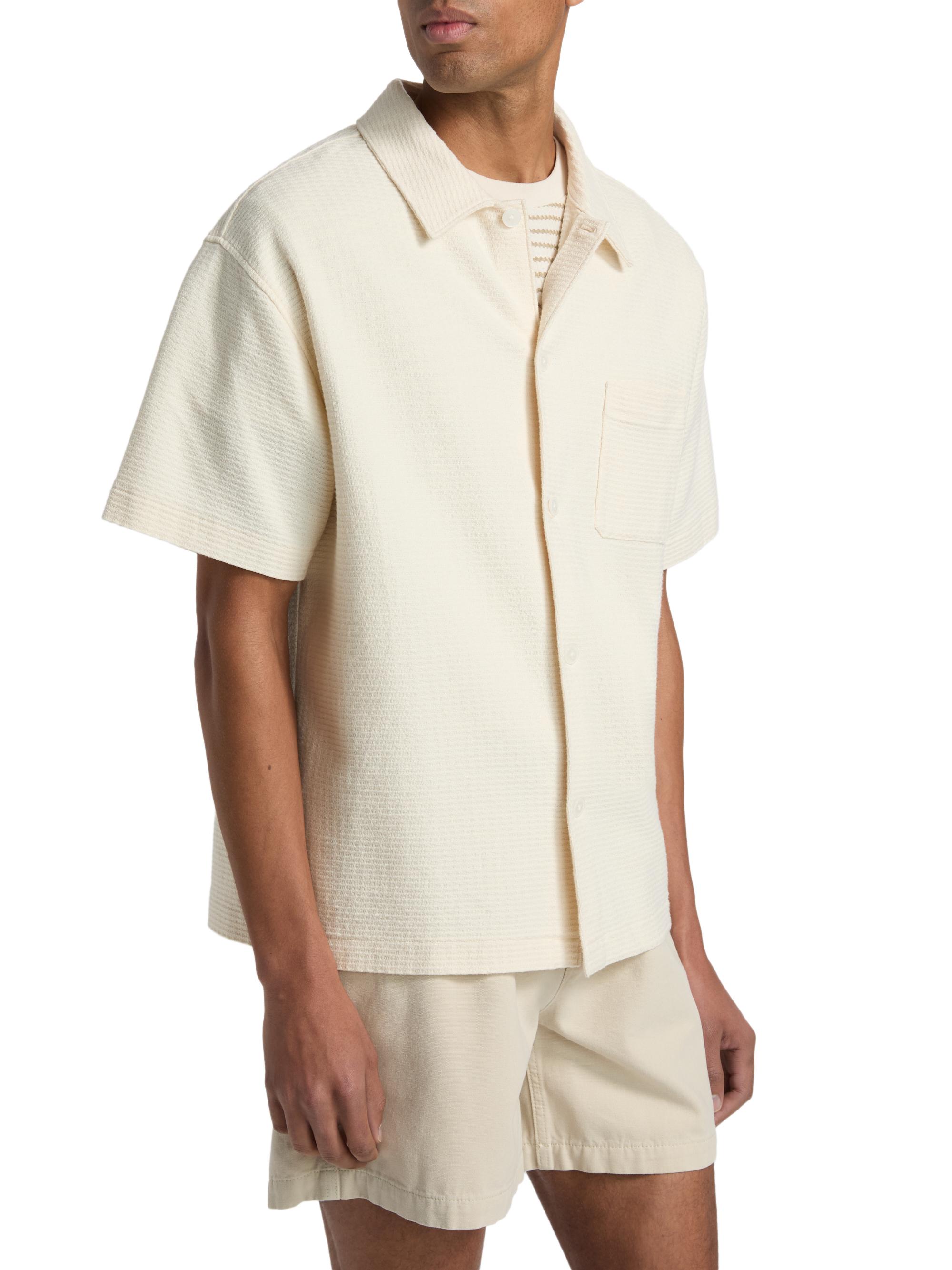 FRAME Men's Jacquard Cotton Short-Sleeve Shirt - Cream | Thumbnail 4