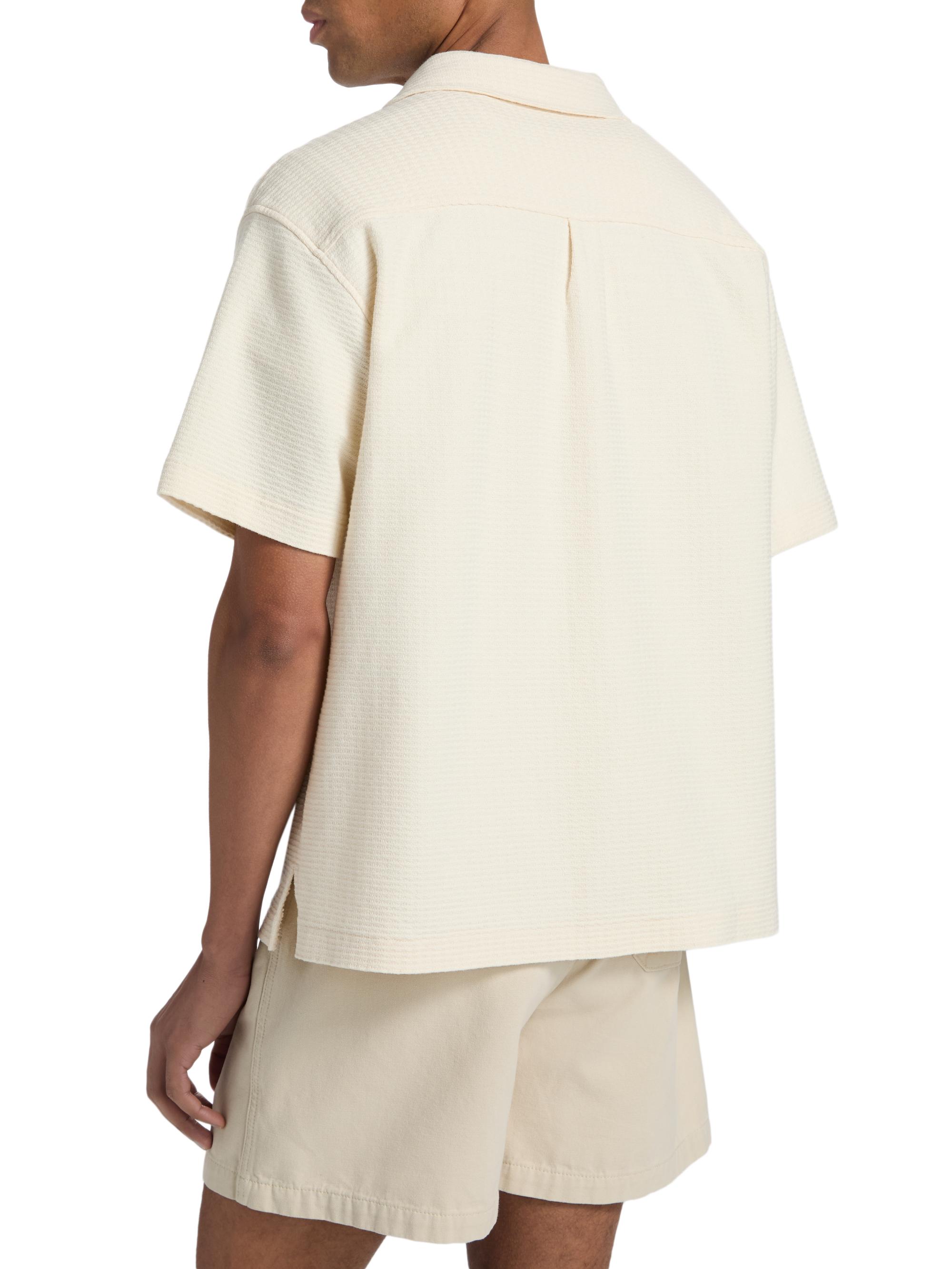 FRAME Men's Jacquard Cotton Short-Sleeve Shirt - Cream | Thumbnail 5