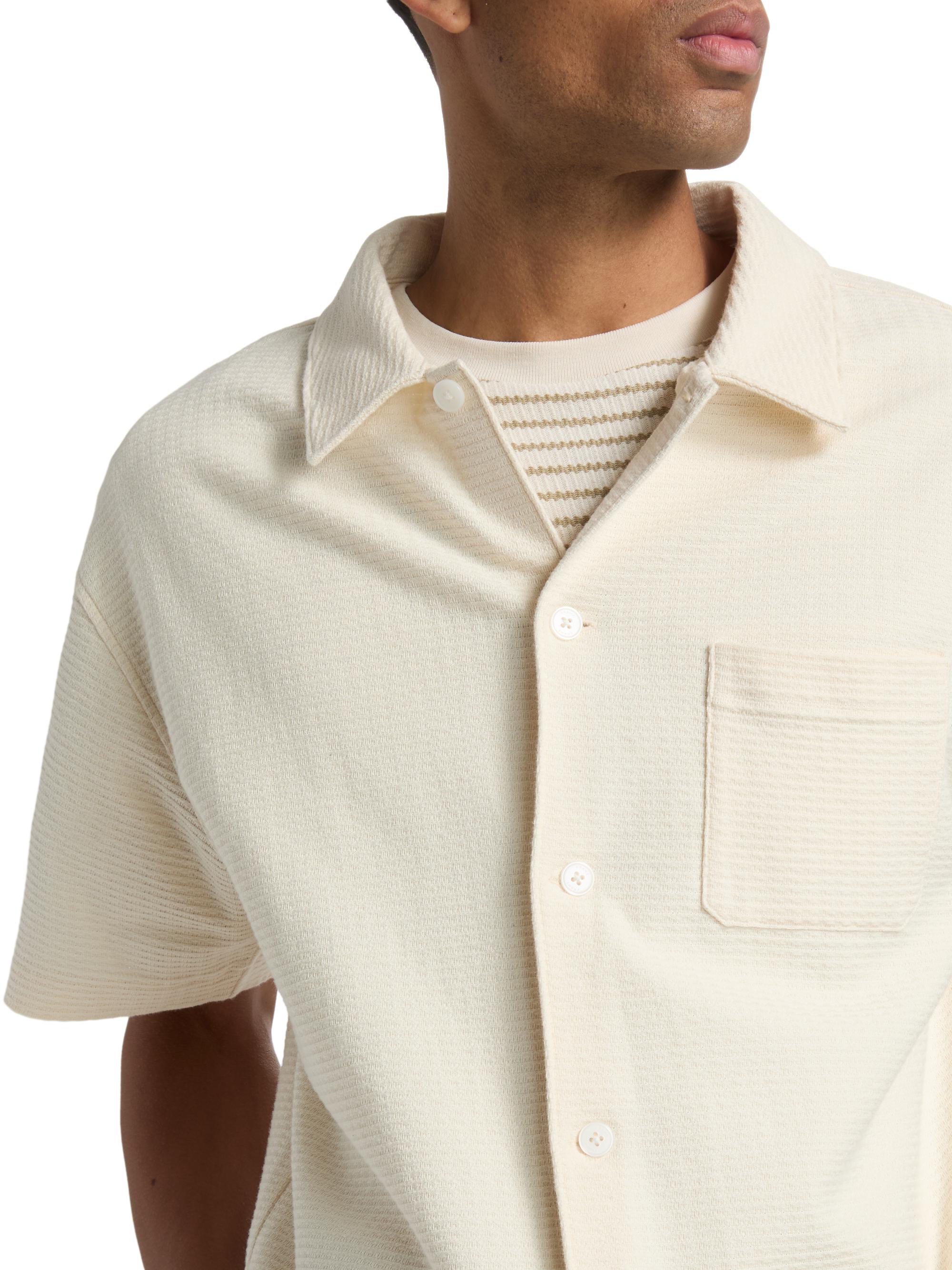 FRAME Men's Jacquard Cotton Short-Sleeve Shirt - Cream | Thumbnail 6