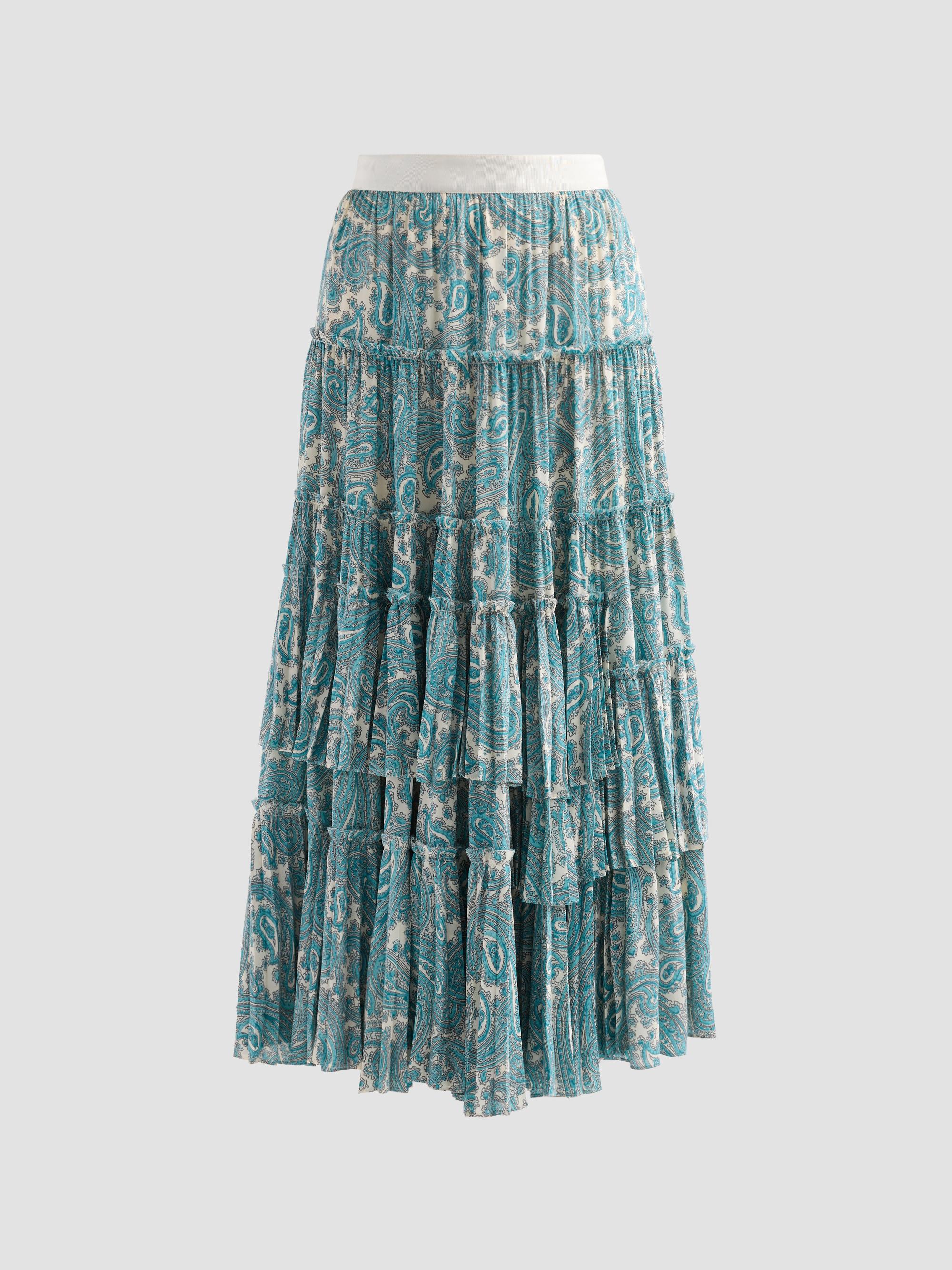 Cinq à Sept Women's Hendrix Paisley Orianna Maxi Skirt - Gardenia Blue Graphite