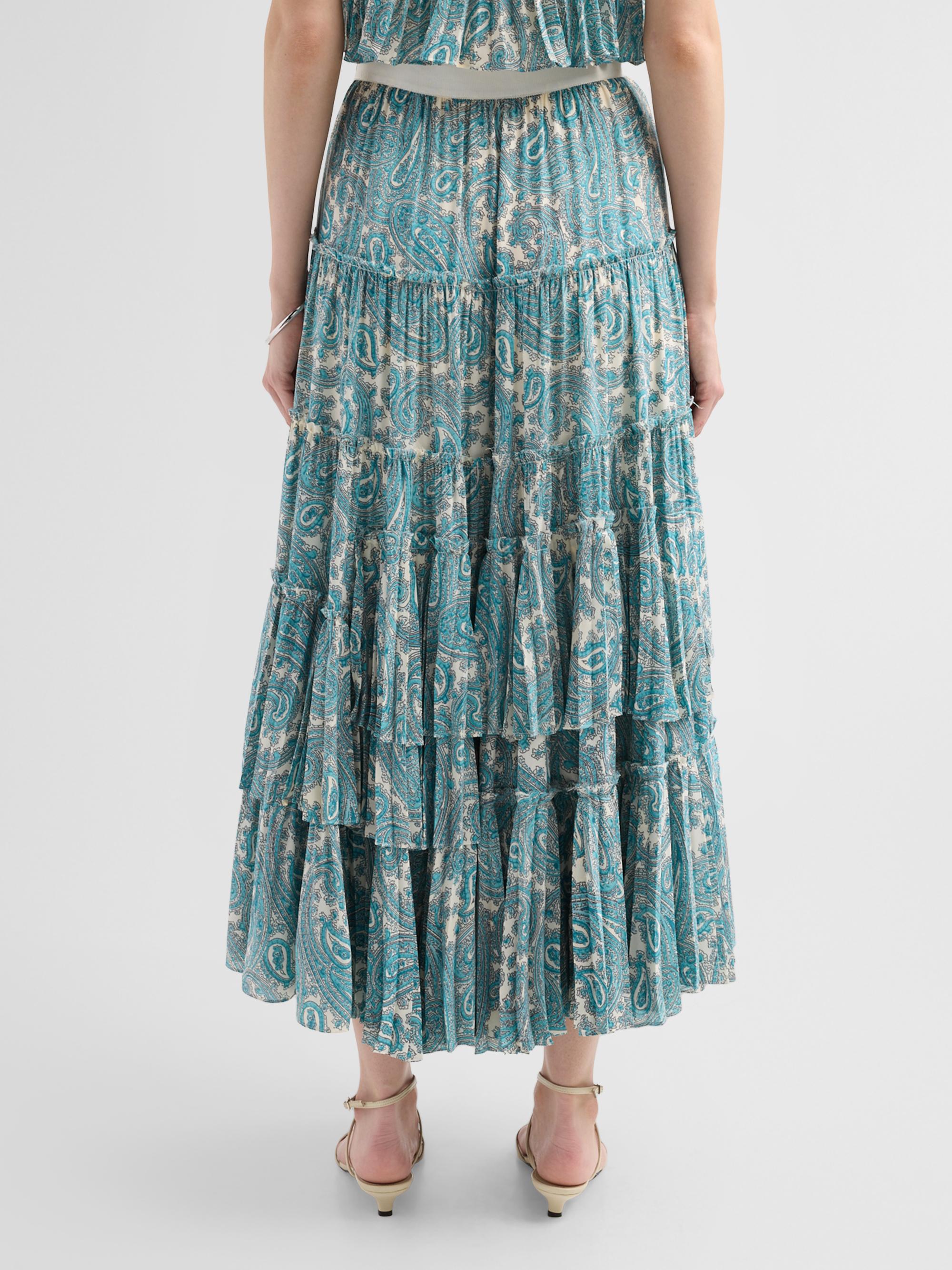 Cinq à Sept Women's Hendrix Paisley Orianna Maxi Skirt - Gardenia Blue Graphite | Thumbnail 3