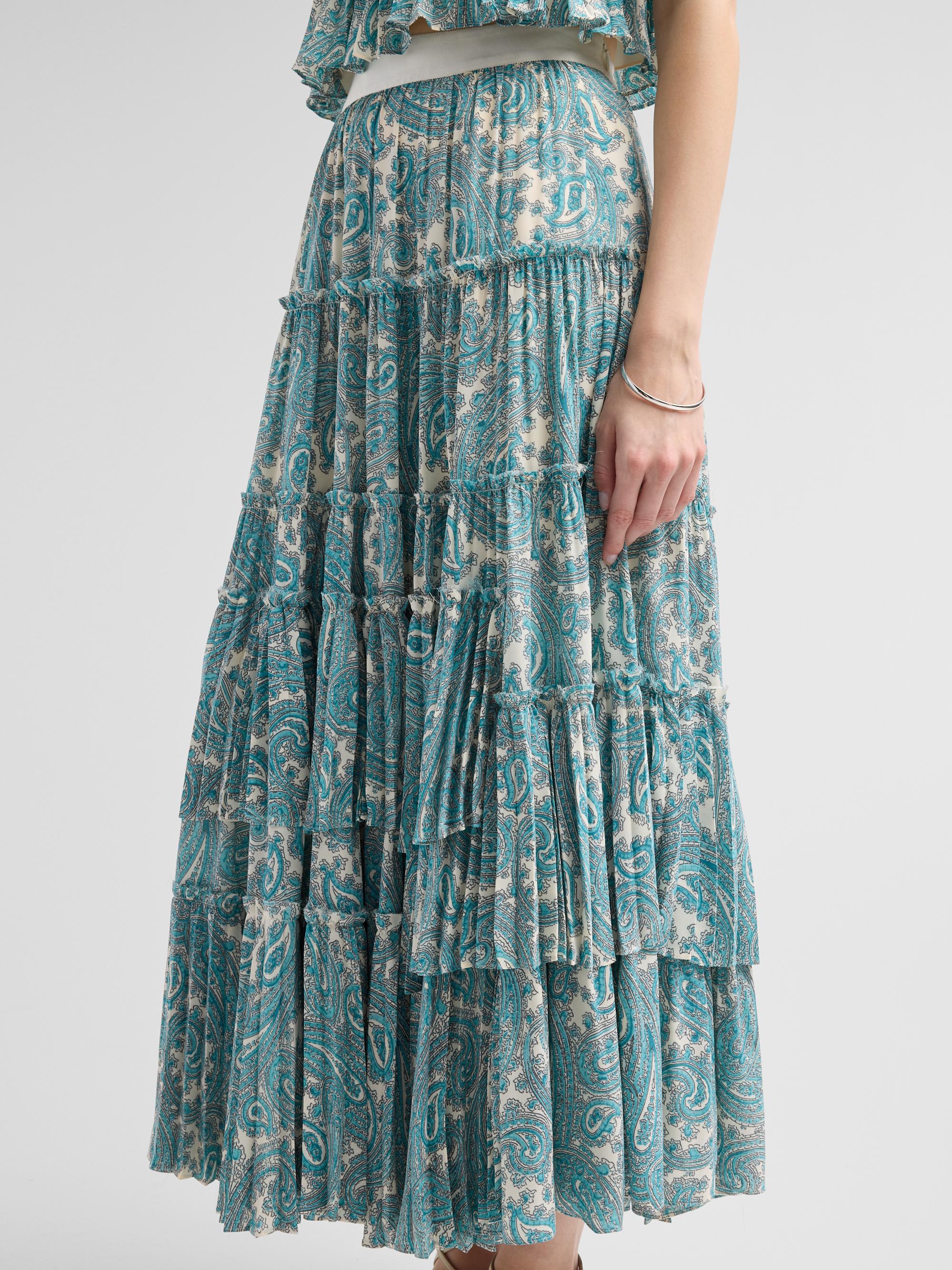 Cinq à Sept Women's Hendrix Paisley Orianna Maxi Skirt - Gardenia Blue Graphite | Thumbnail 5