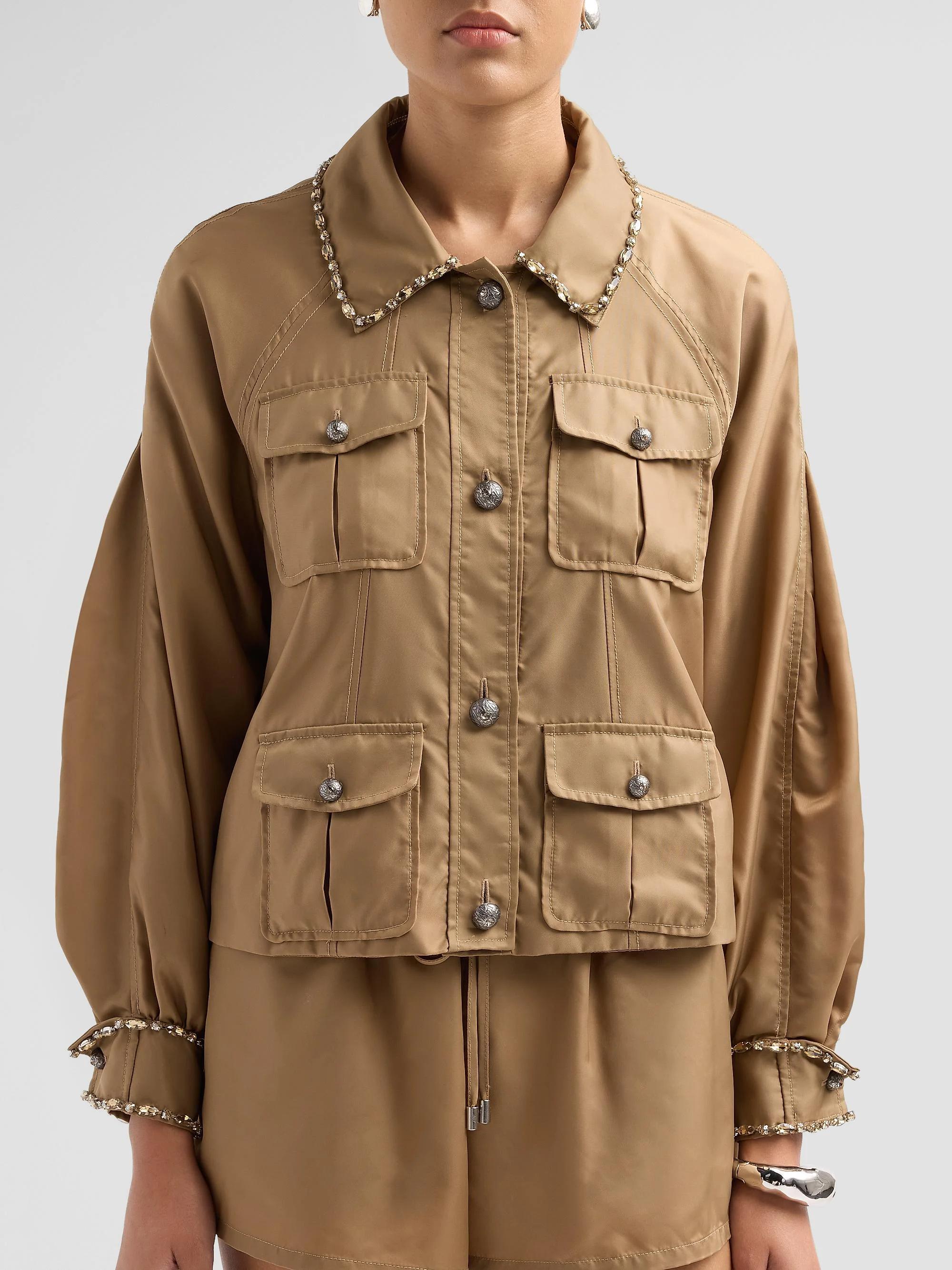 Cinq à Sept Adami Rhinestone Chain Utility Jacket | Saks Fifth Avenue