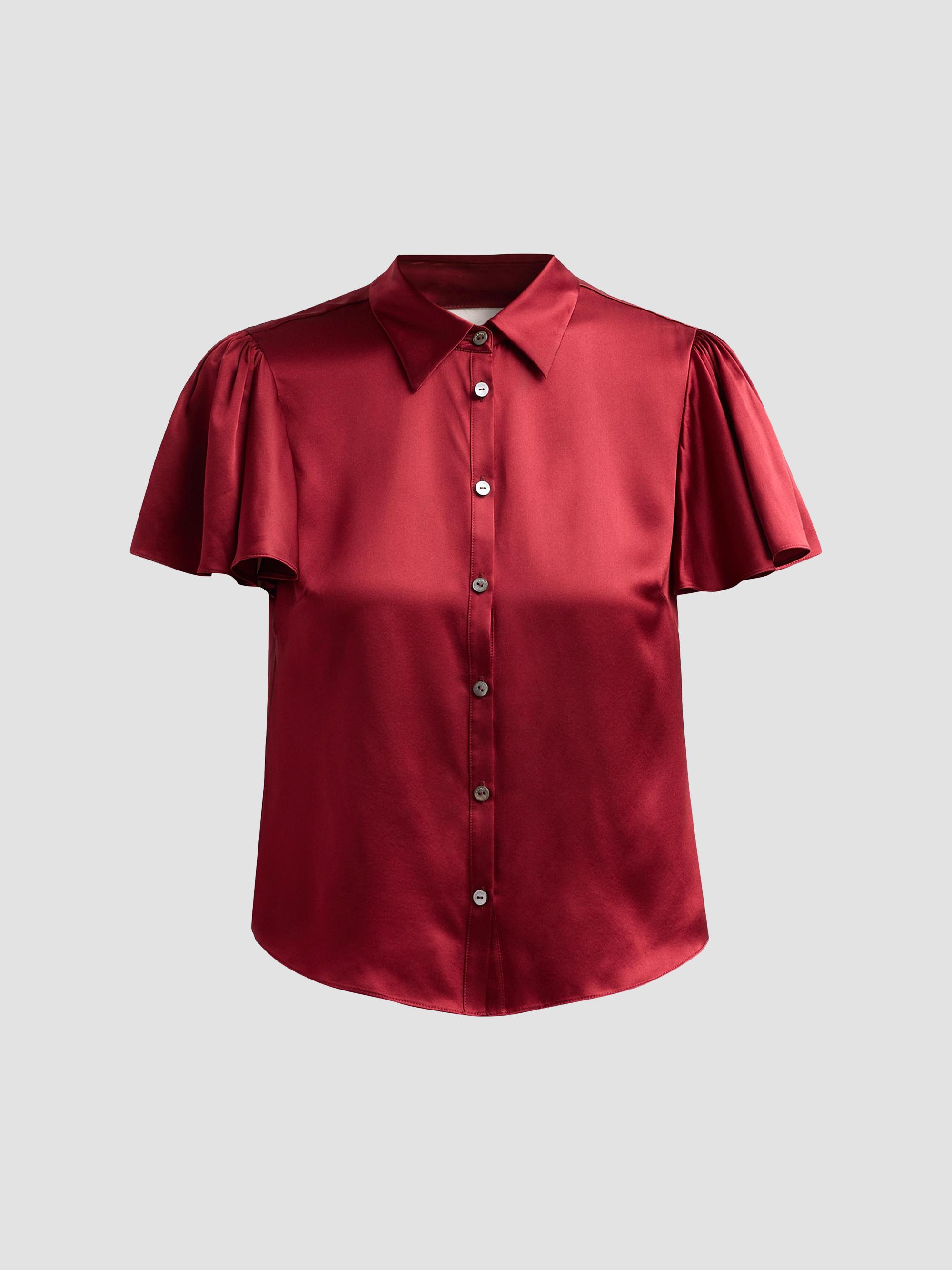 Cinq à Sept Women's Fiona Silk Flutter-Sleeve Top - Berrywine