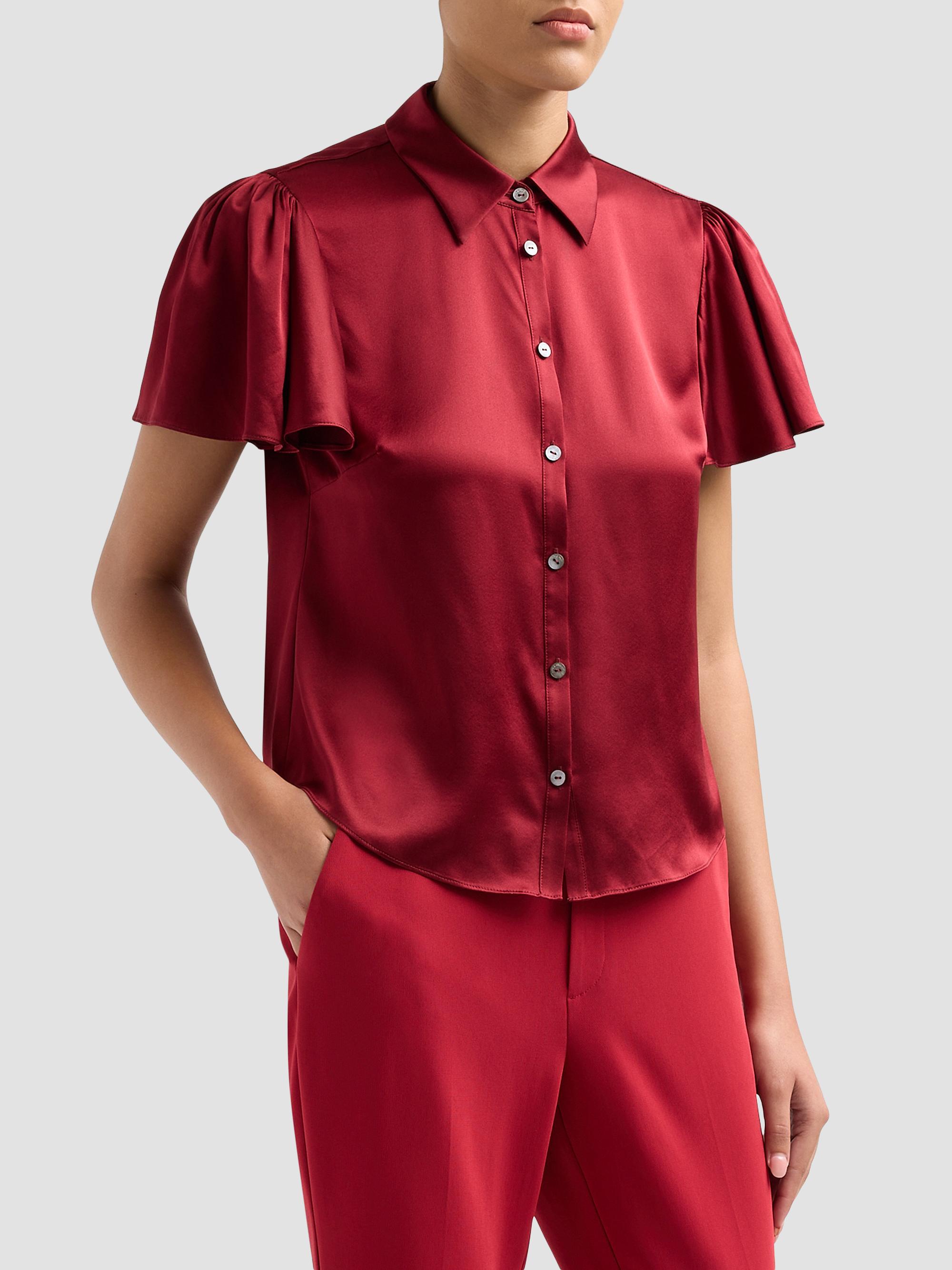 Cinq à Sept Women's Fiona Silk Flutter-Sleeve Top - Berrywine | Thumbnail 4
