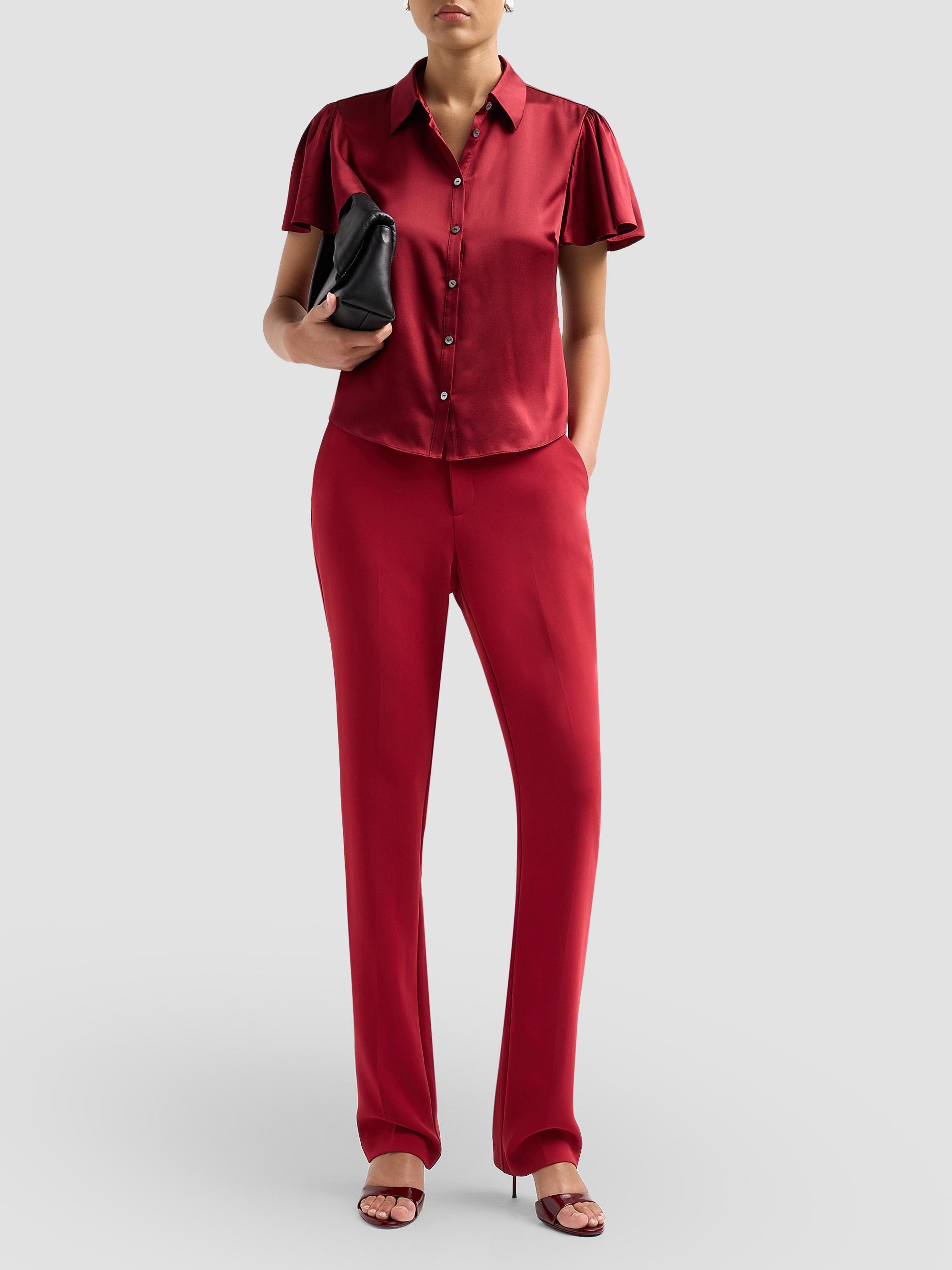 Cinq à Sept Women's Fiona Silk Flutter-Sleeve Top - Berrywine | Thumbnail 2
