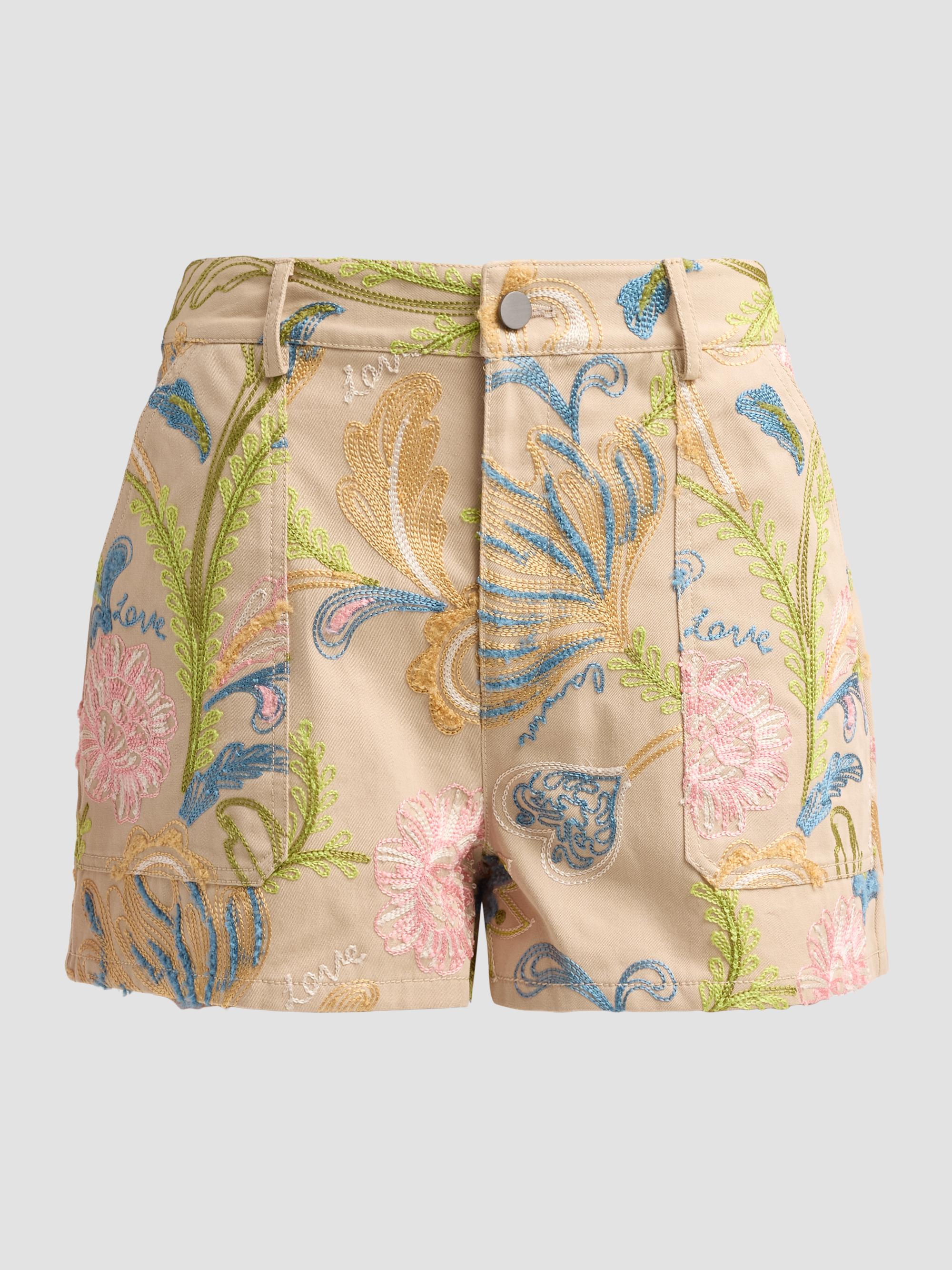Cinq à Sept Women's Addie Floral-Embroidered Shorts - Khaki Multi