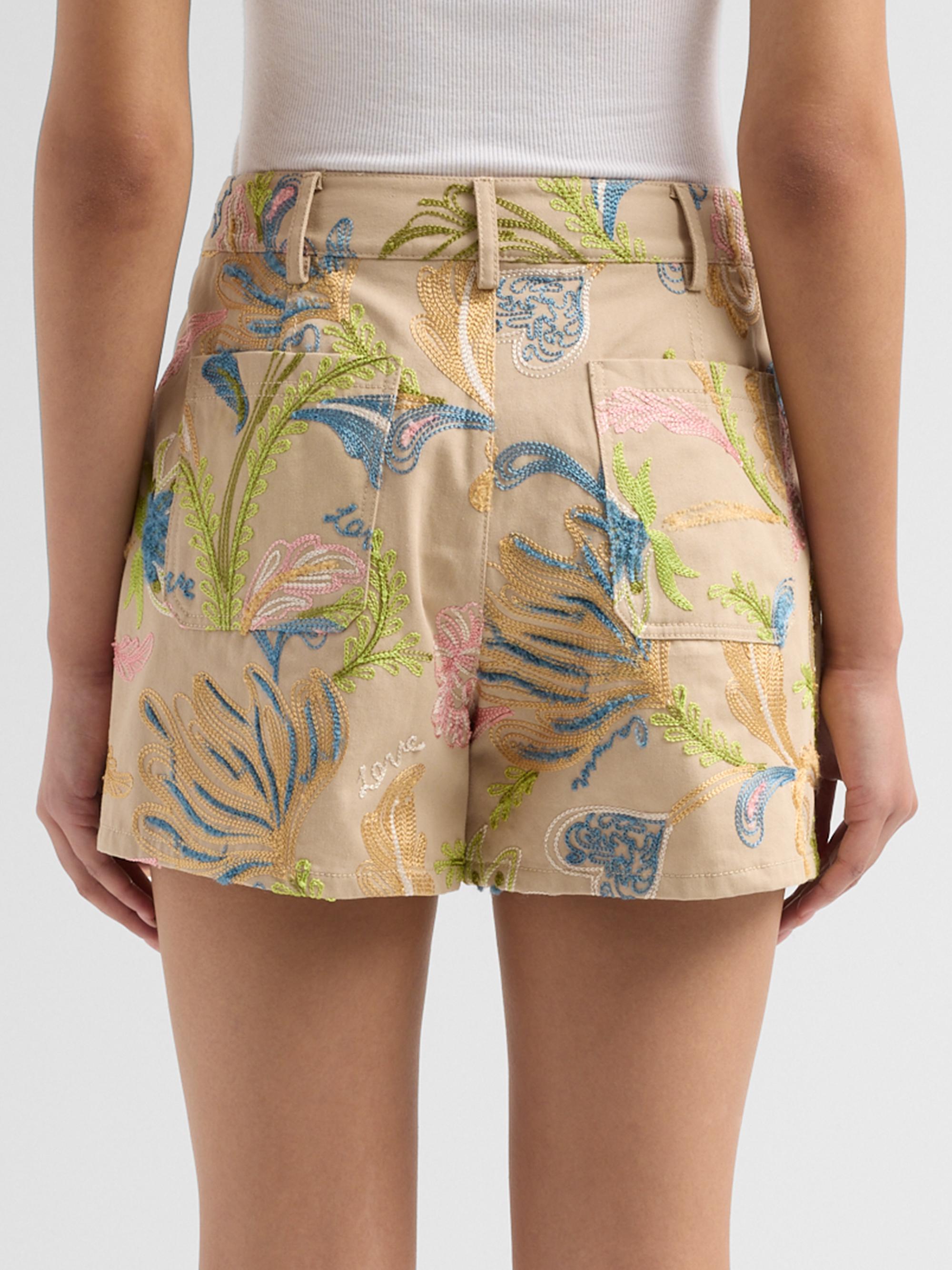 Cinq à Sept Women's Addie Floral-Embroidered Shorts - Khaki Multi | Thumbnail 3