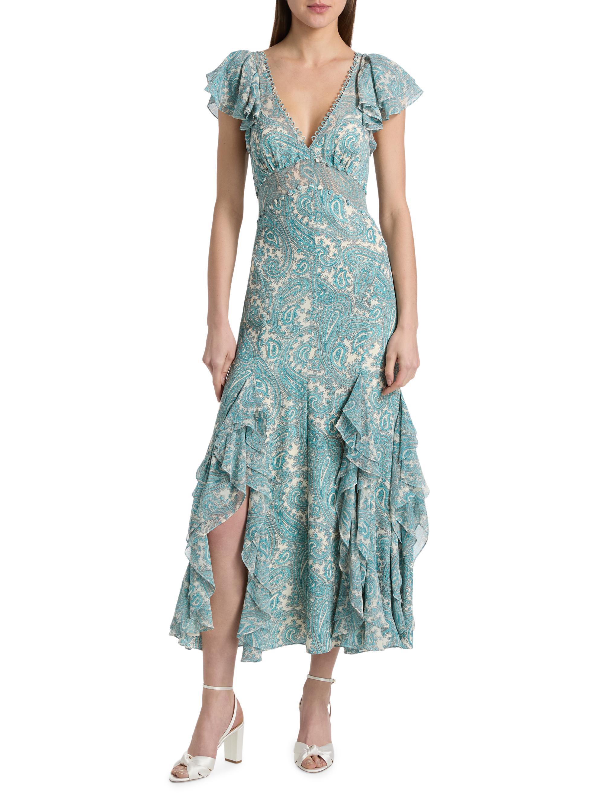 Cinq à Sept Women's Hendrix Paisley A-Line Midi-Dress - Gardenia Blue Graphite | Thumbnail 3