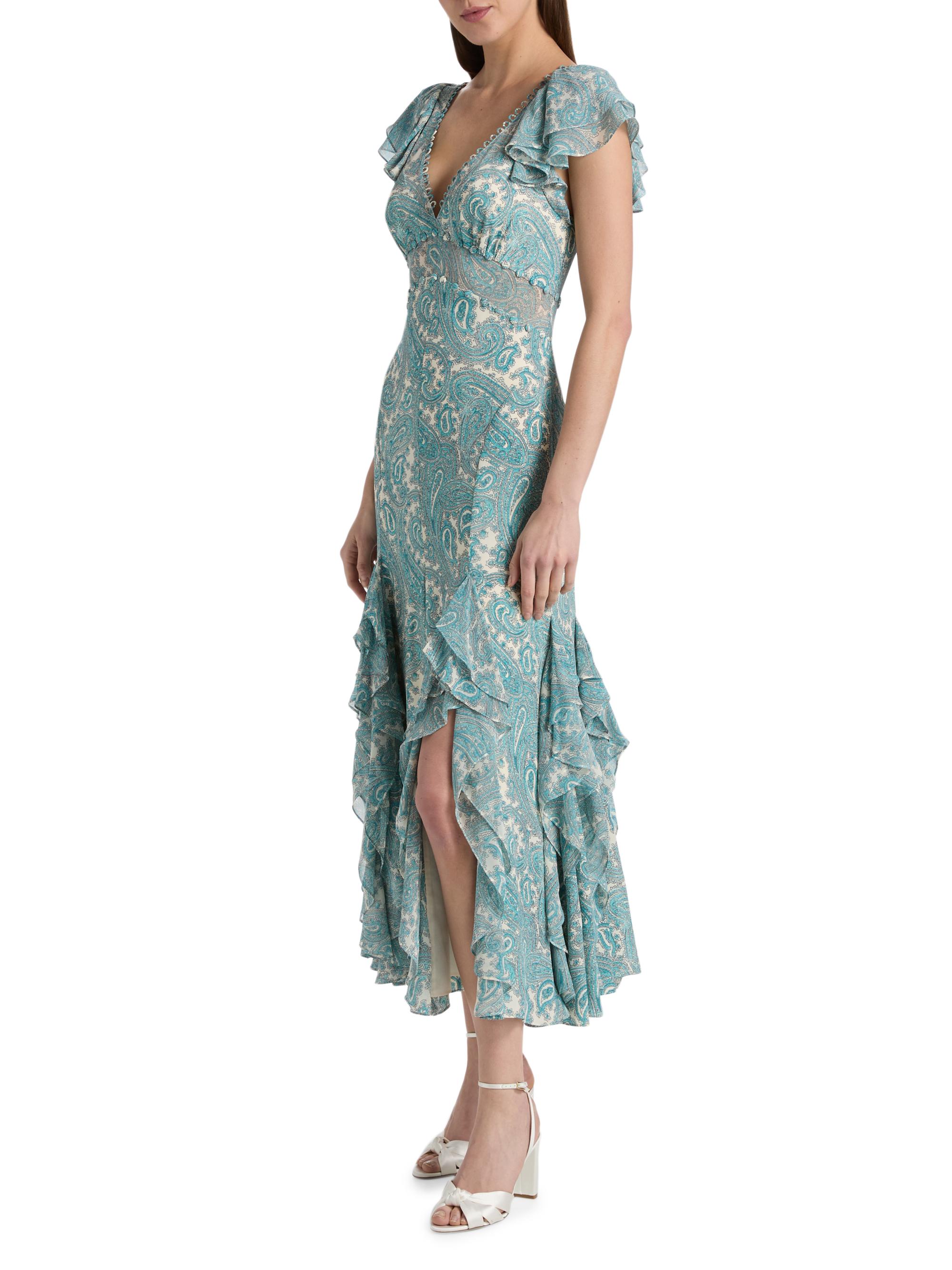 Cinq à Sept Women's Hendrix Paisley A-Line Midi-Dress - Gardenia Blue Graphite | Thumbnail 4