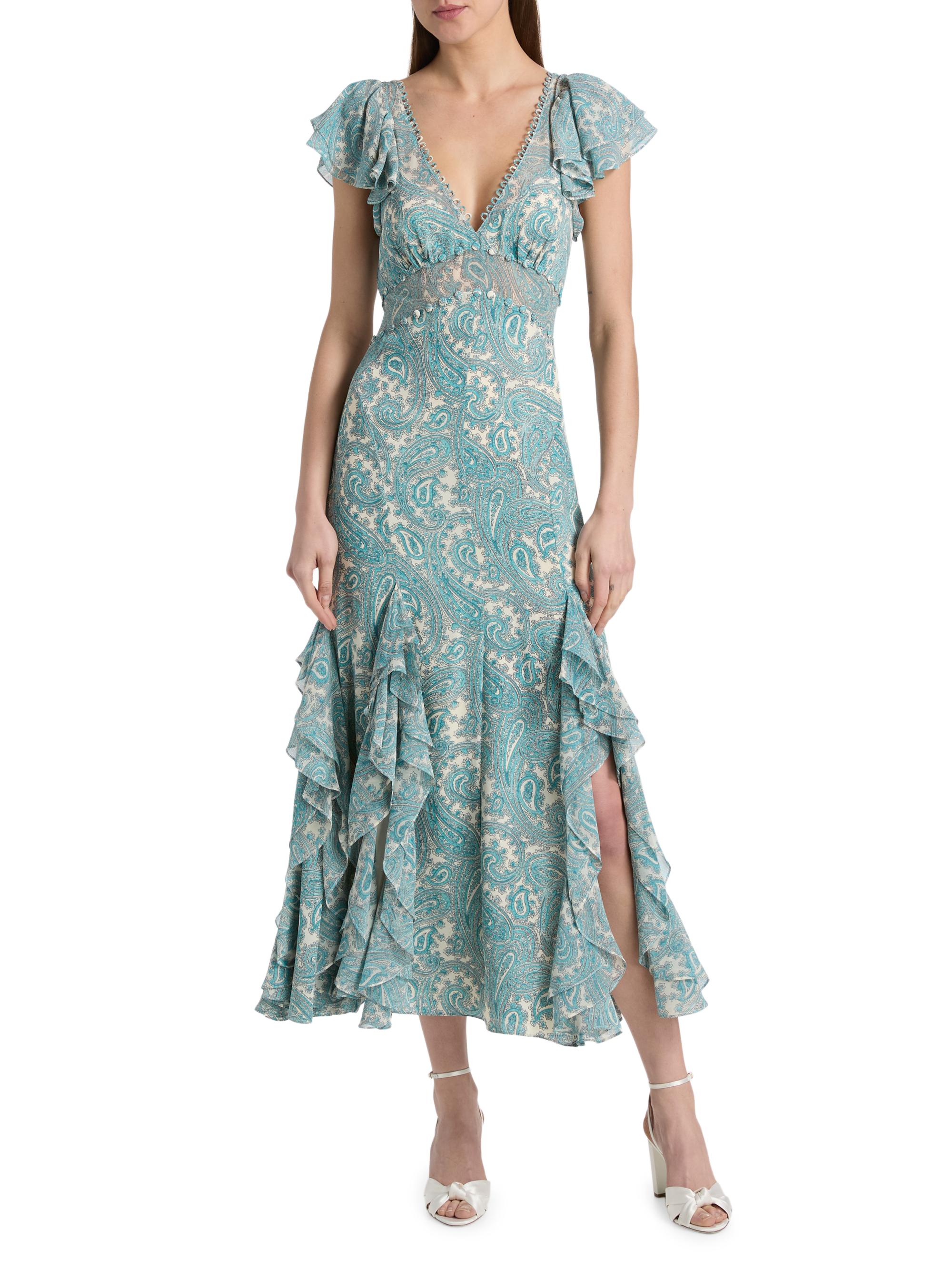 Cinq à Sept Women's Hendrix Paisley A-Line Midi-Dress - Gardenia Blue Graphite | Thumbnail 2