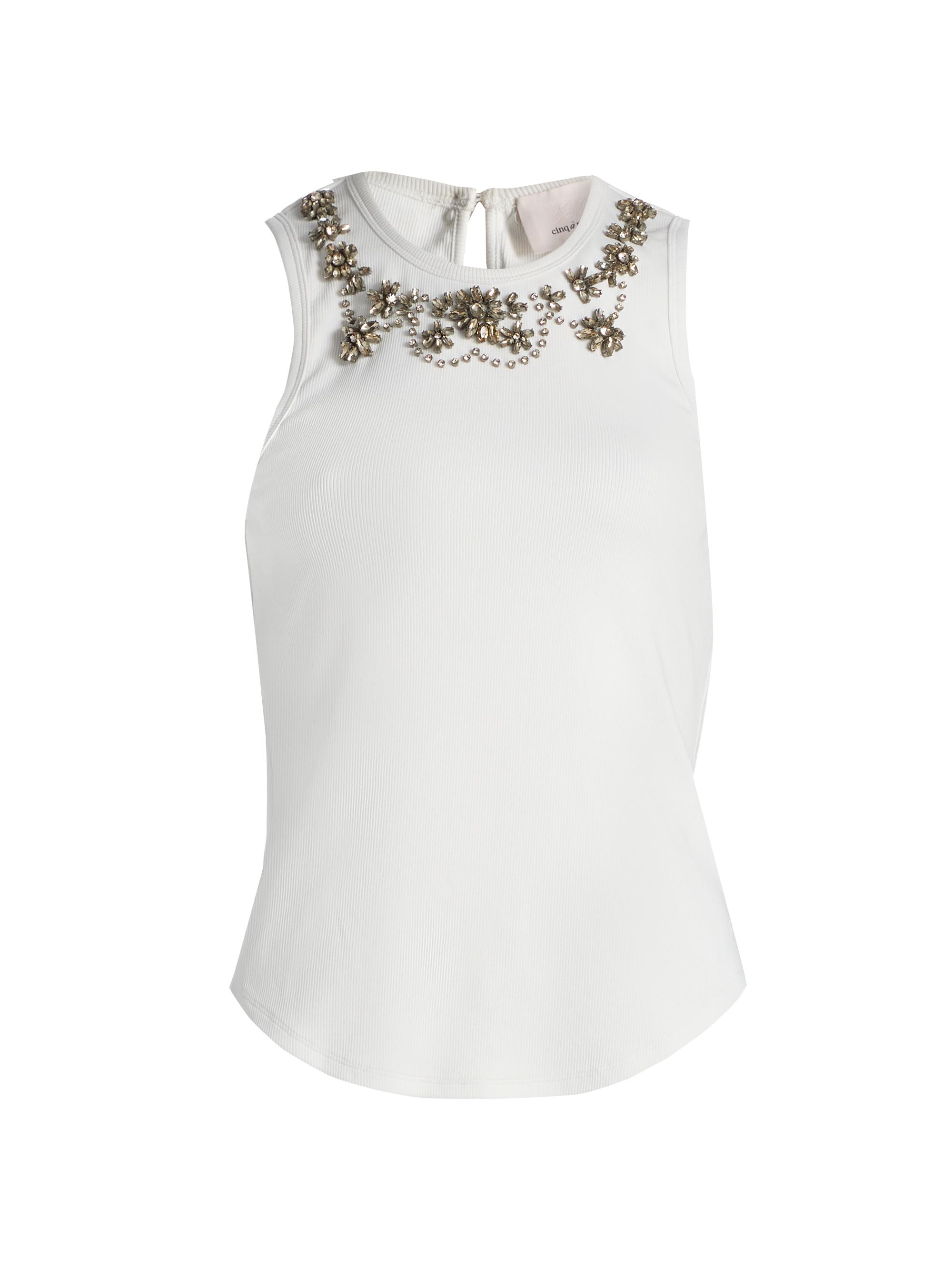 Cinq à Sept Women's Lizzie Crystal-Embellished Cotton-Blend Tank - White