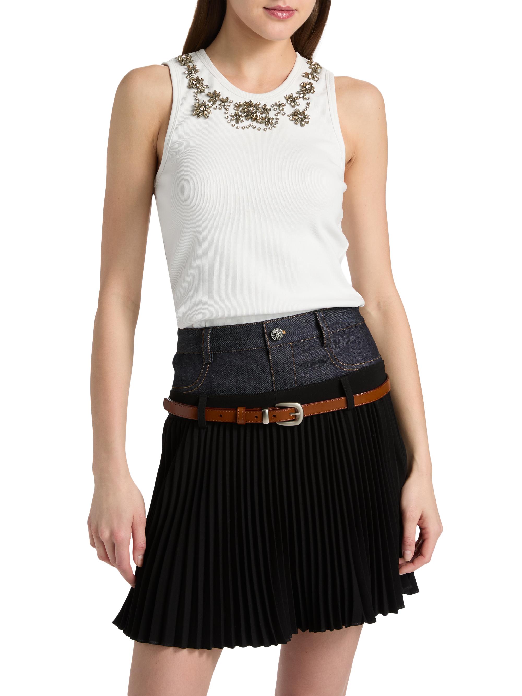 Cinq à Sept Women's Lizzie Crystal-Embellished Cotton-Blend Tank - White | Thumbnail 3
