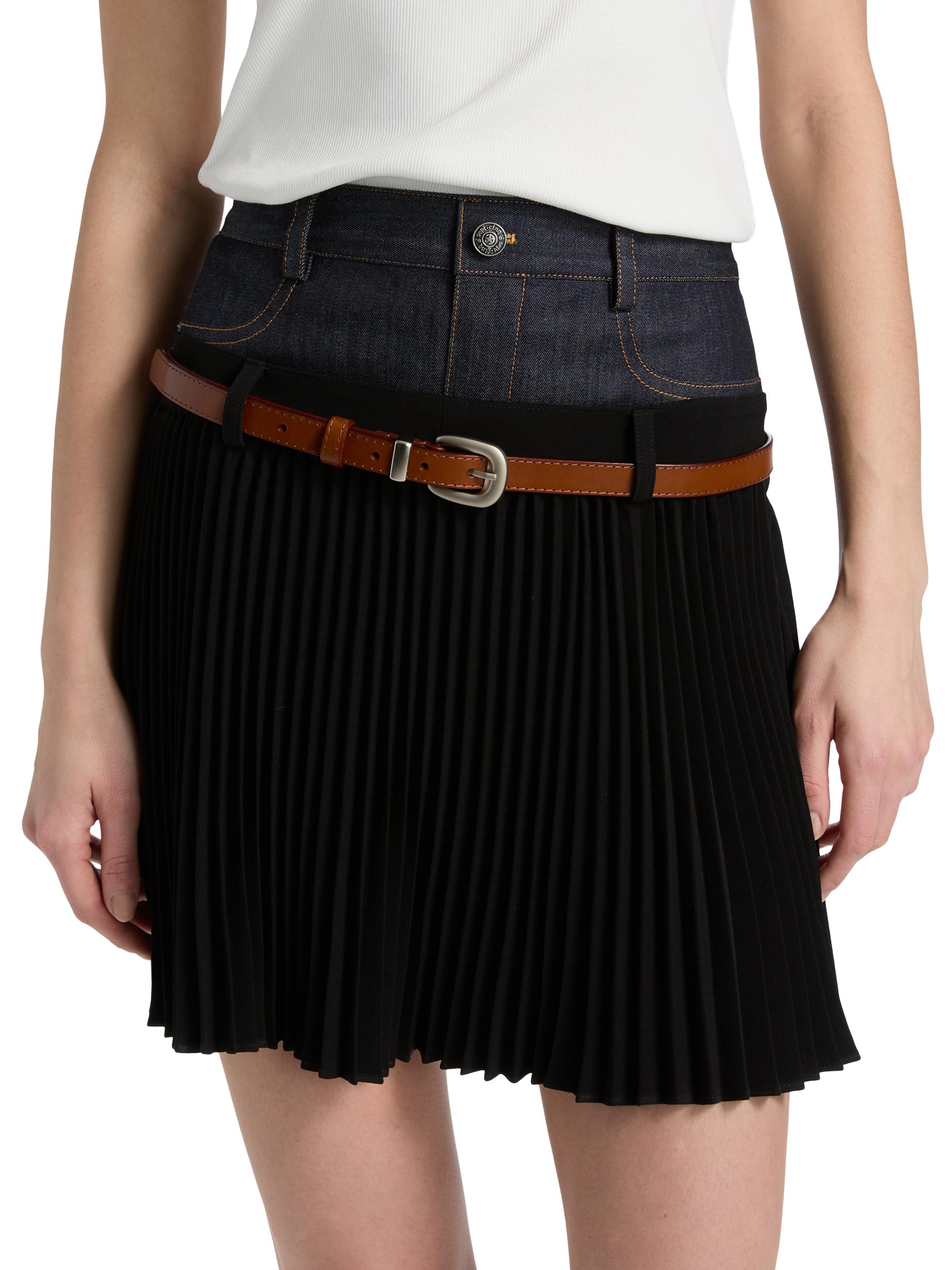 Cinq à Sept Women's Dionne Mixed-Media Belted Mini Skirt - Indigo Black | Thumbnail 3