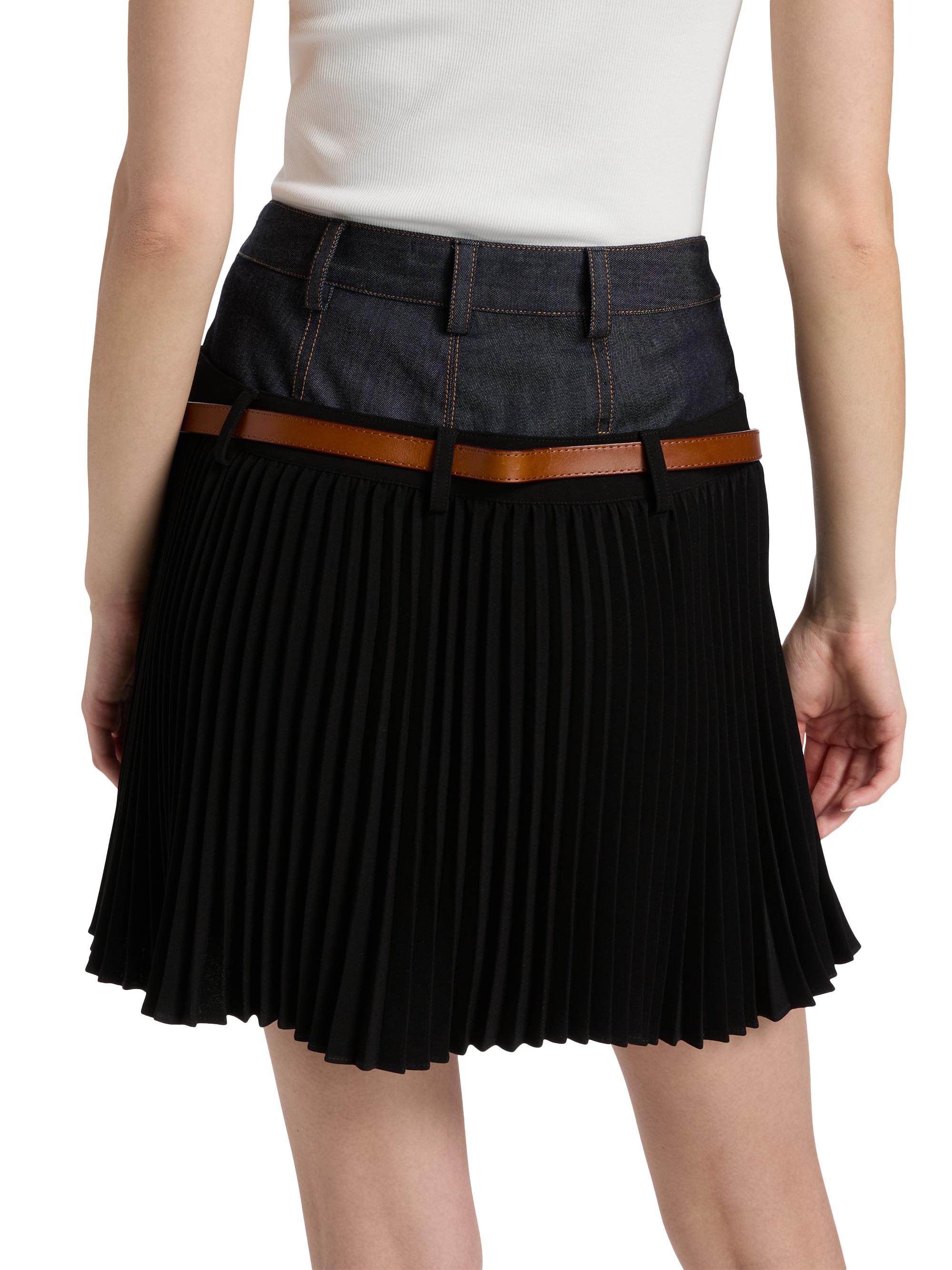 Cinq à Sept Women's Dionne Mixed-Media Belted Mini Skirt - Indigo Black | Thumbnail 5