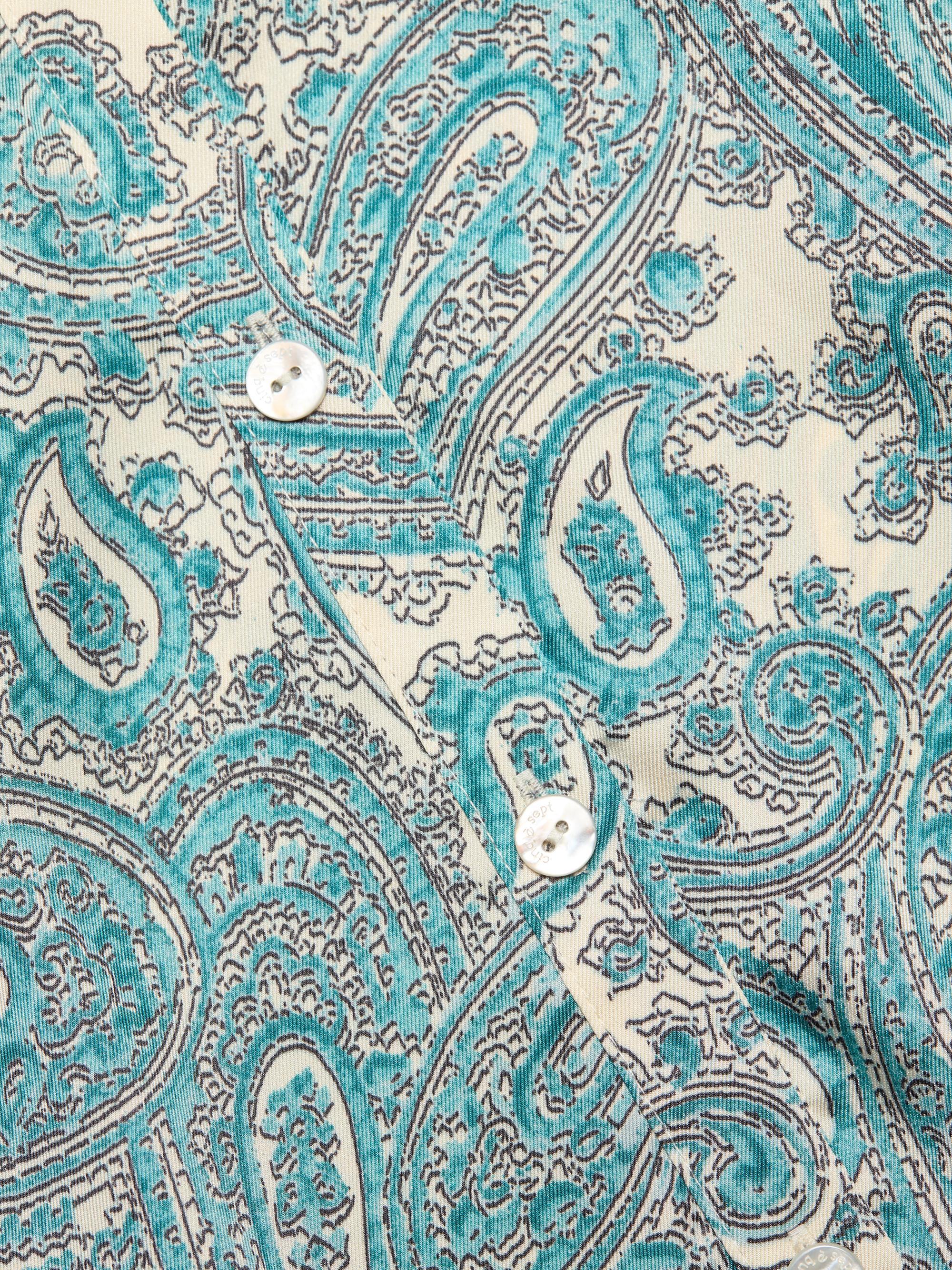 Cinq à Sept Women's Hendrix Paisley Fringed Wrap Minidress - Gardenia Blue Graphite | Thumbnail 7