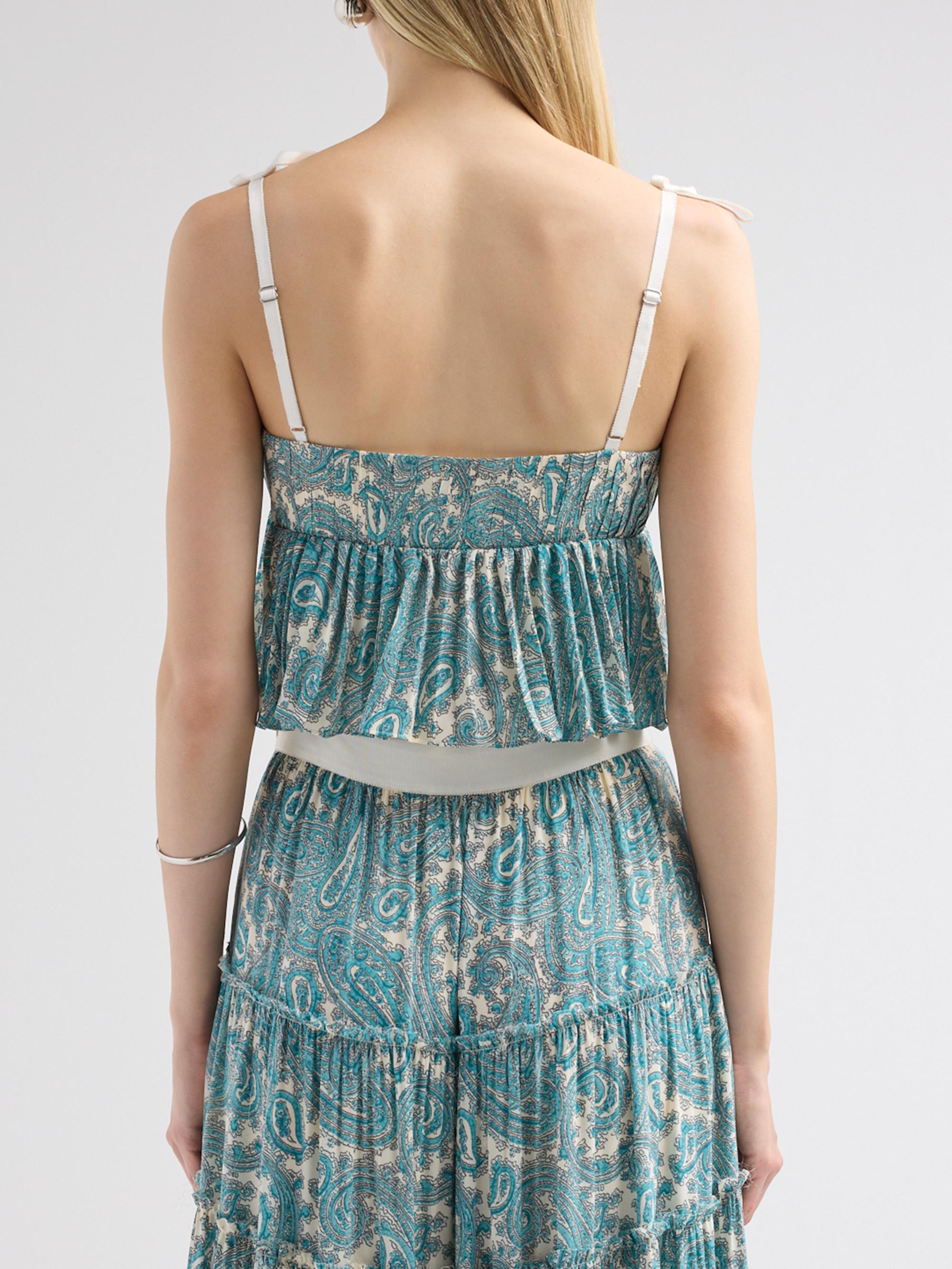 Cinq à Sept Women's Hendrix Paisley Orianna Crop Top - Gardenia Blue Graphite | Thumbnail 3