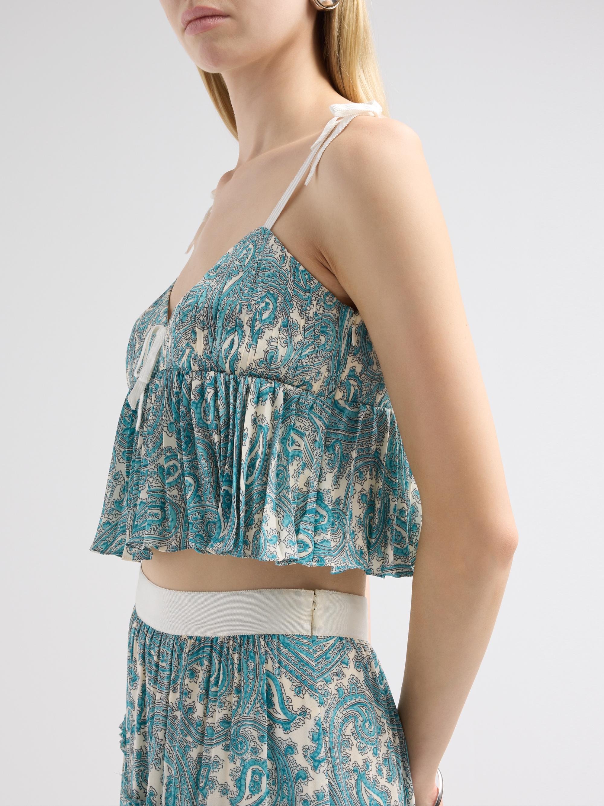 Cinq à Sept Women's Hendrix Paisley Orianna Crop Top - Gardenia Blue Graphite | Thumbnail 5