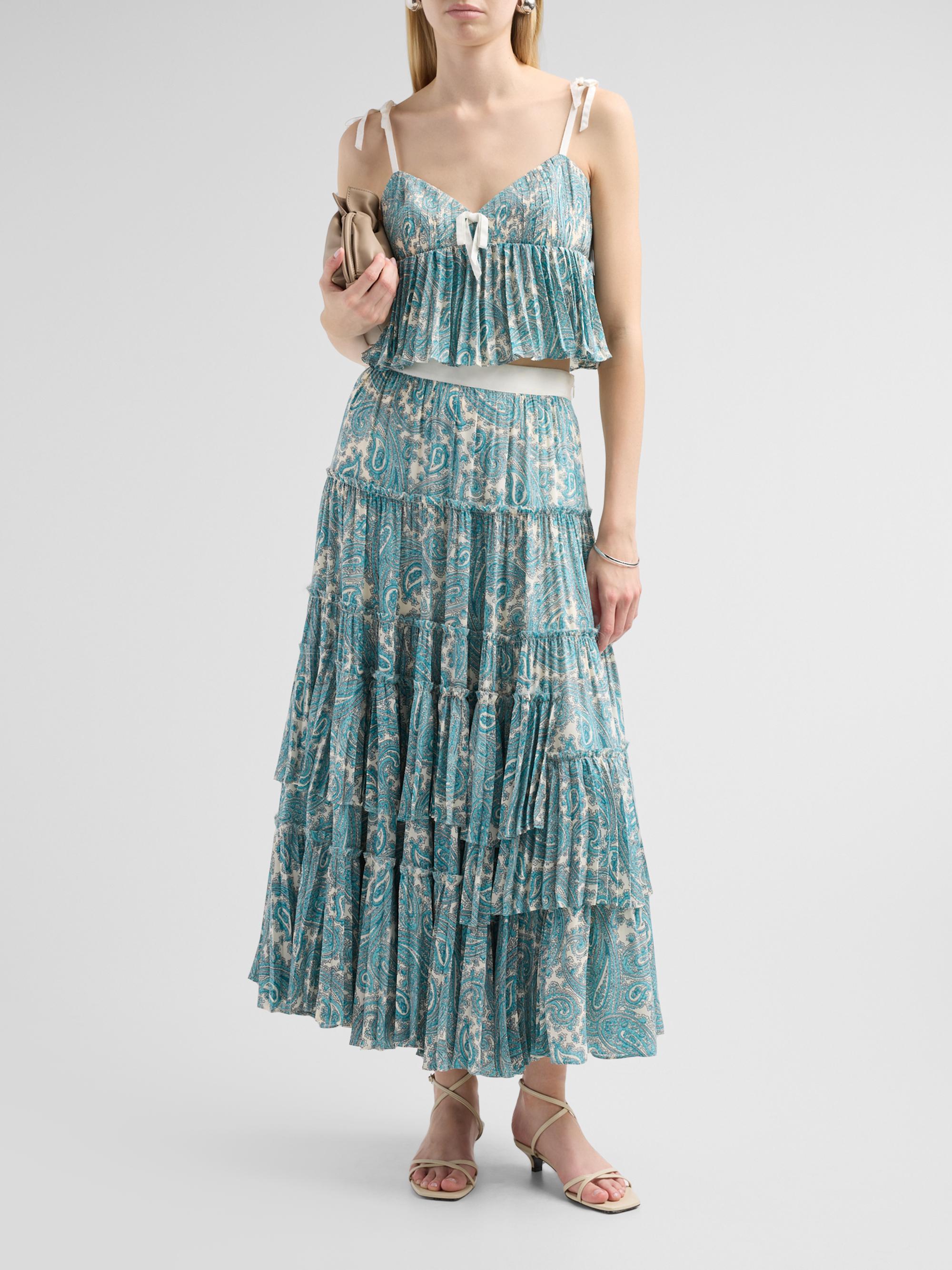 Cinq à Sept Women's Hendrix Paisley Orianna Crop Top - Gardenia Blue Graphite | Thumbnail 2