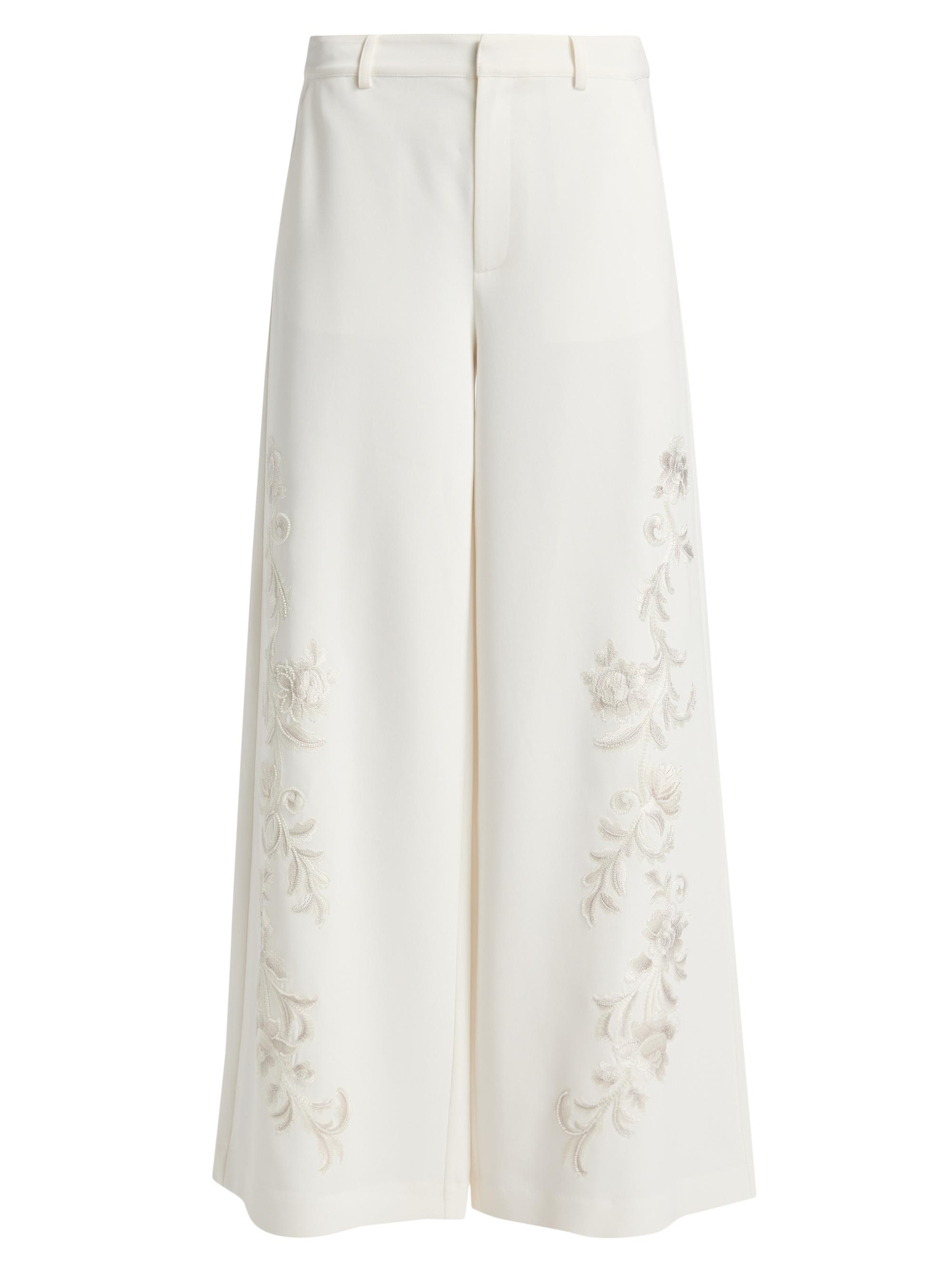 Cinq à Sept Women's Roxane Embroidered Wide-Leg Pants -  Natural
