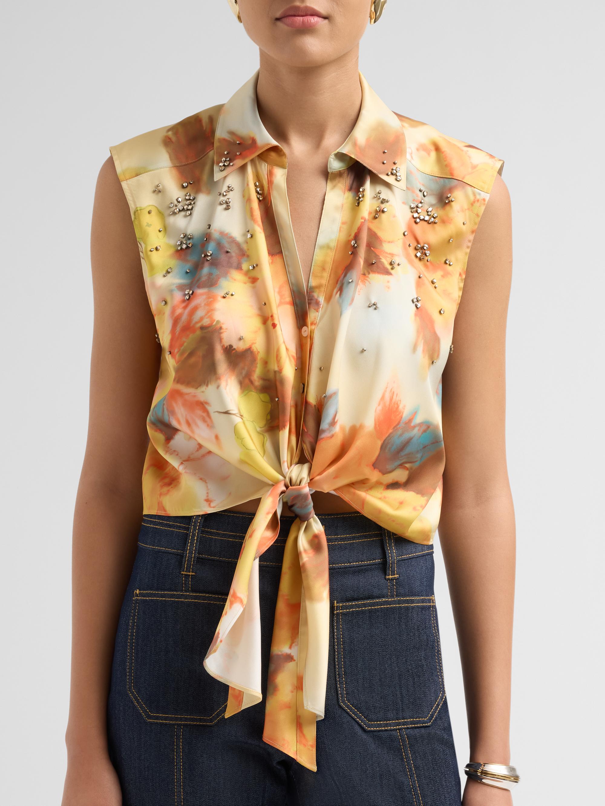 Cinq à Sept Marianna Watercolor Floral Sleeveless Top | Saks Fifth