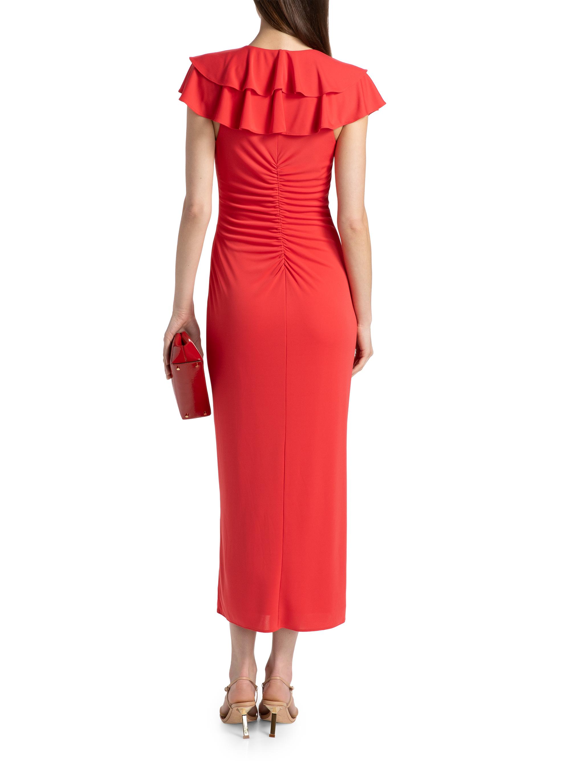 Cinq à Sept Women's Tallis Ruched Ruffled Midi-Dress - Crimson Aura | Thumbnail 5