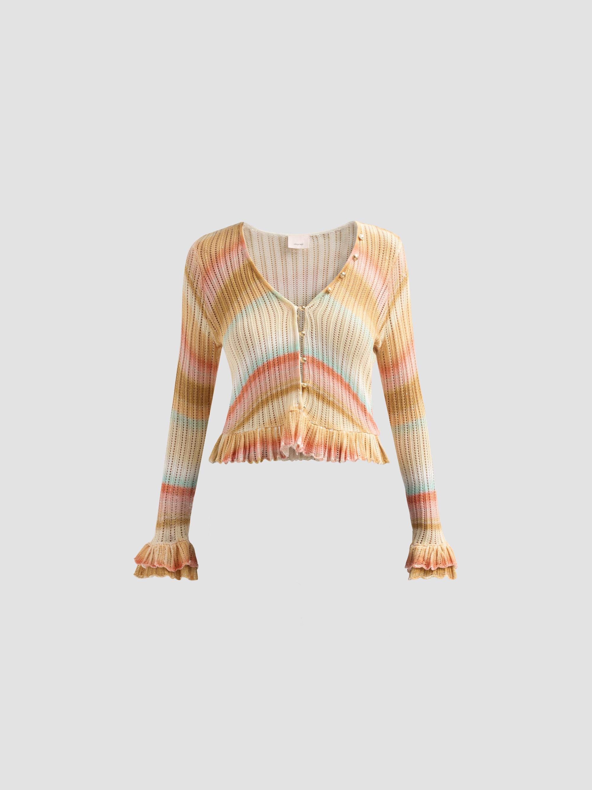 Cinq à Sept Women's Edith Space-Dyed Stripe Cardigan - Sunset Multi
