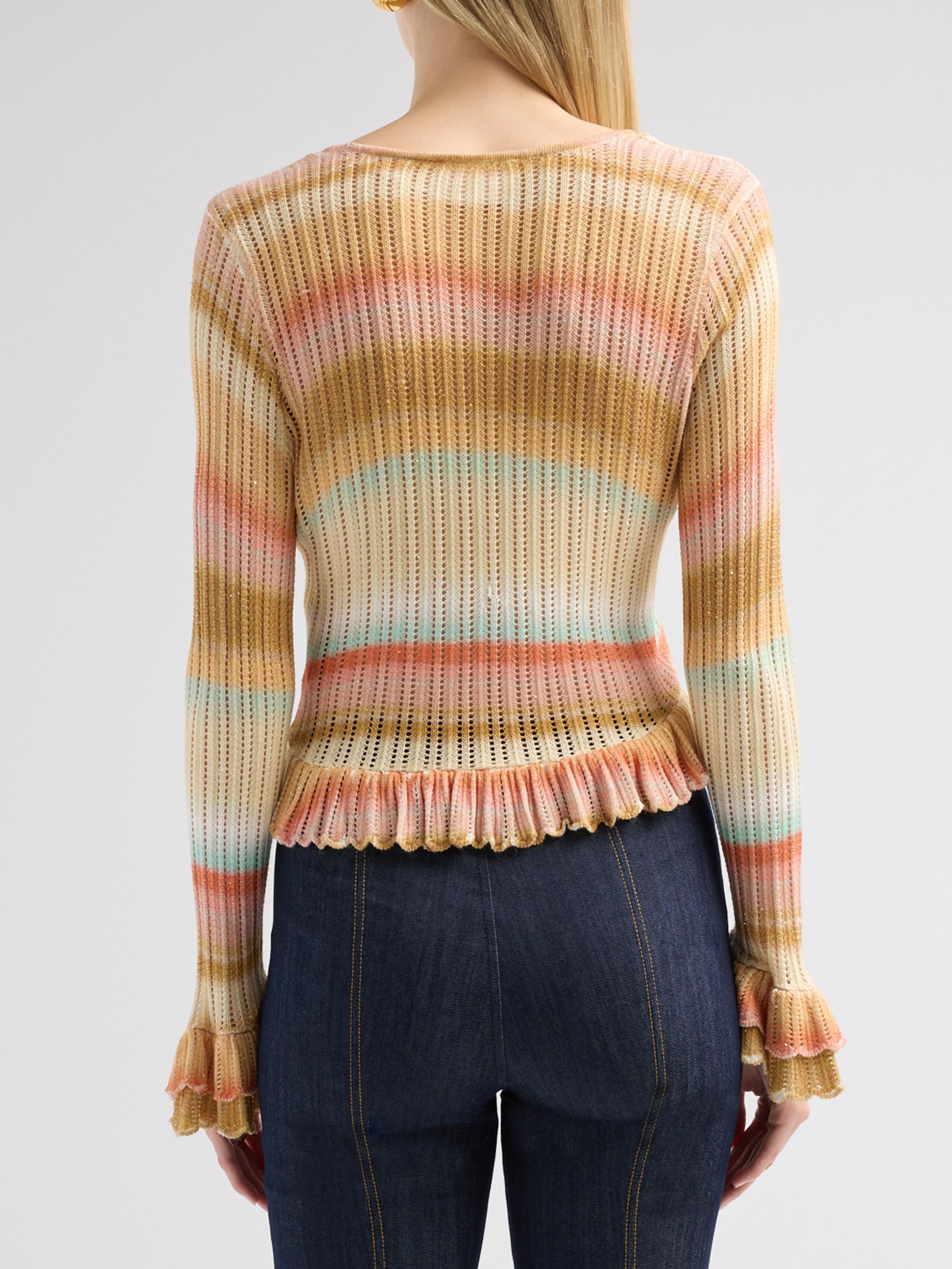 Cinq à Sept Women's Edith Space-Dyed Stripe Cardigan - Sunset Multi | Thumbnail 3
