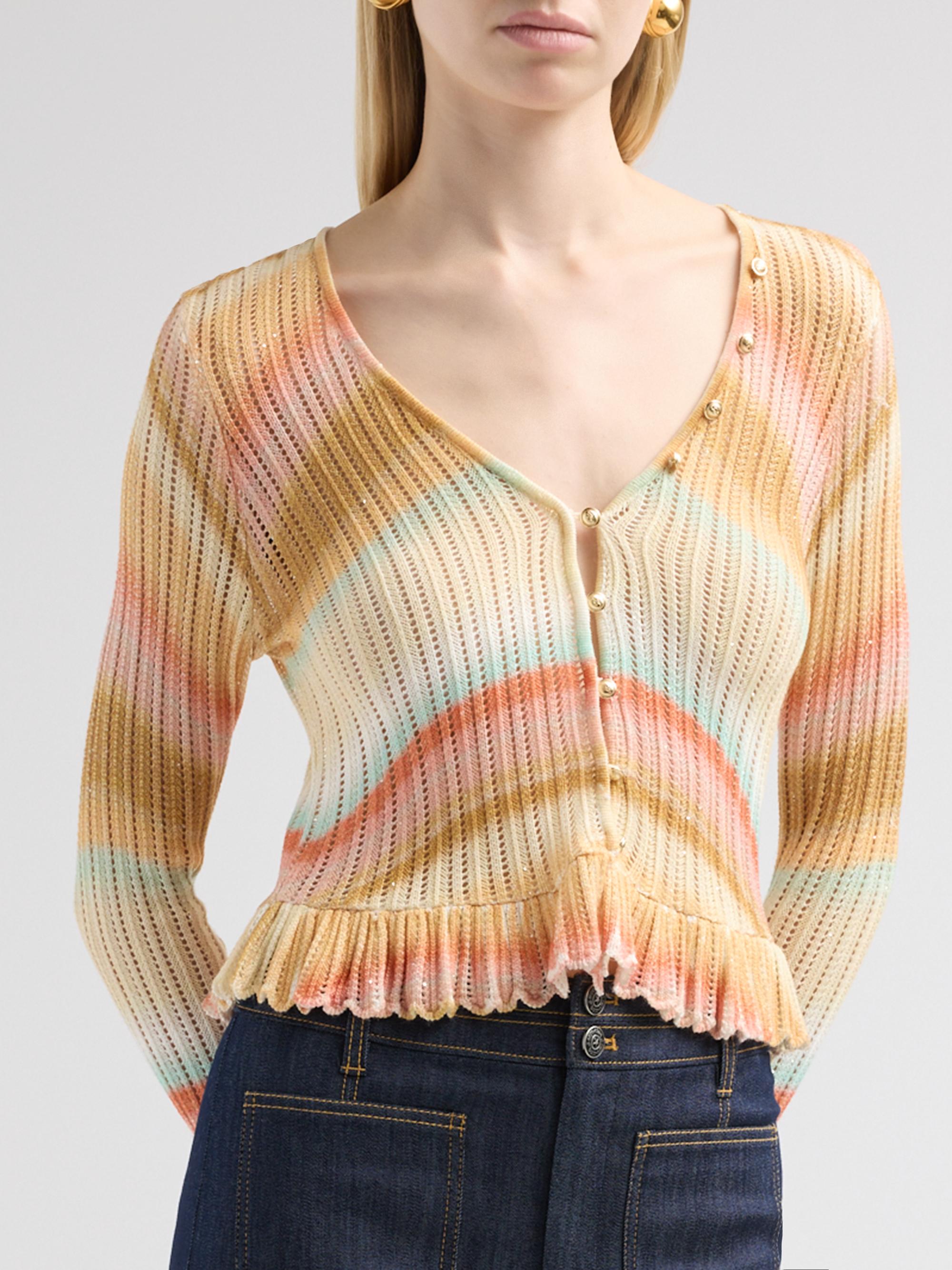 Cinq à Sept Women's Edith Space-Dyed Stripe Cardigan - Sunset Multi | Thumbnail 4