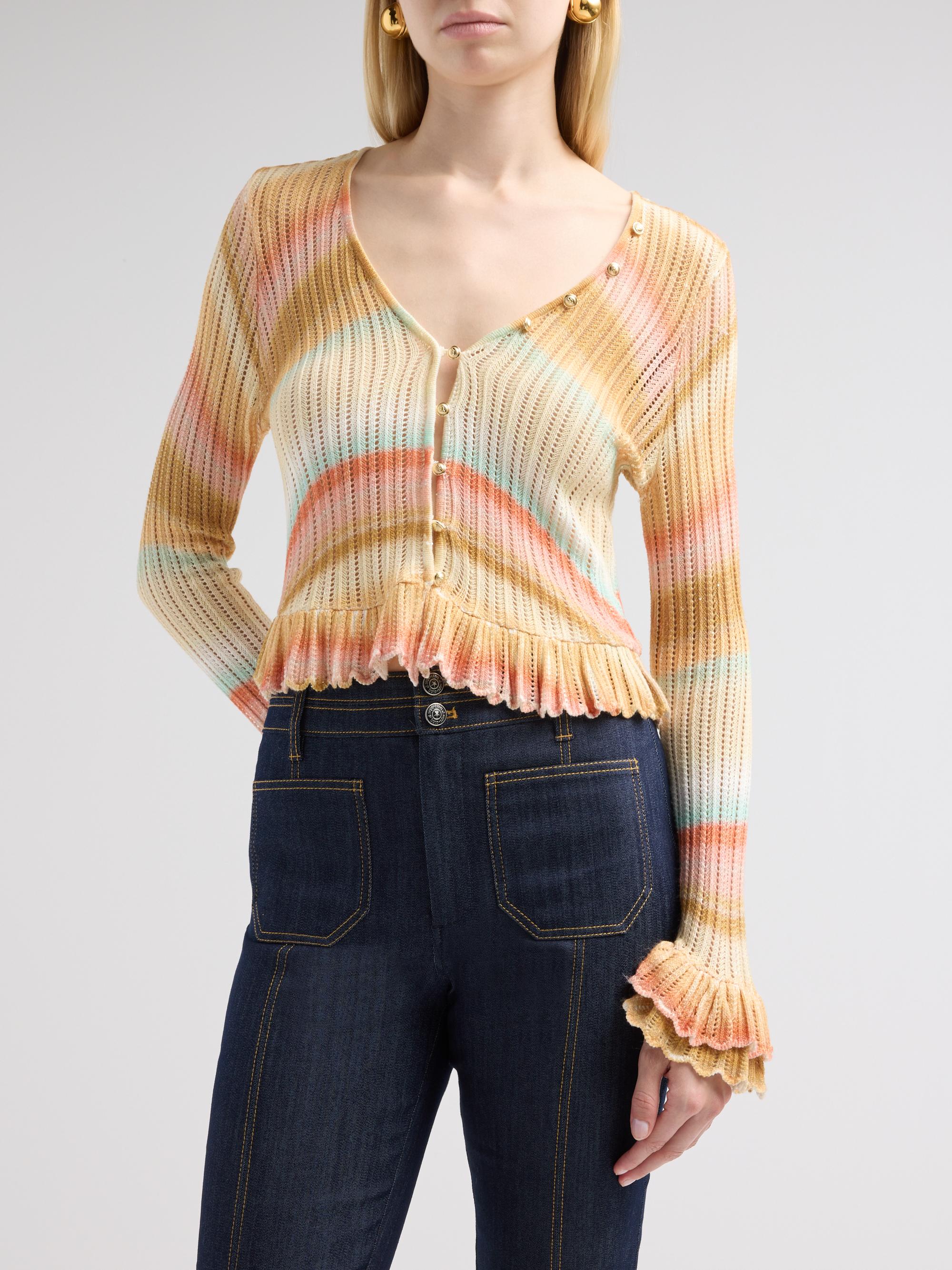 Cinq à Sept Women's Edith Space-Dyed Stripe Cardigan - Sunset Multi | Thumbnail 5