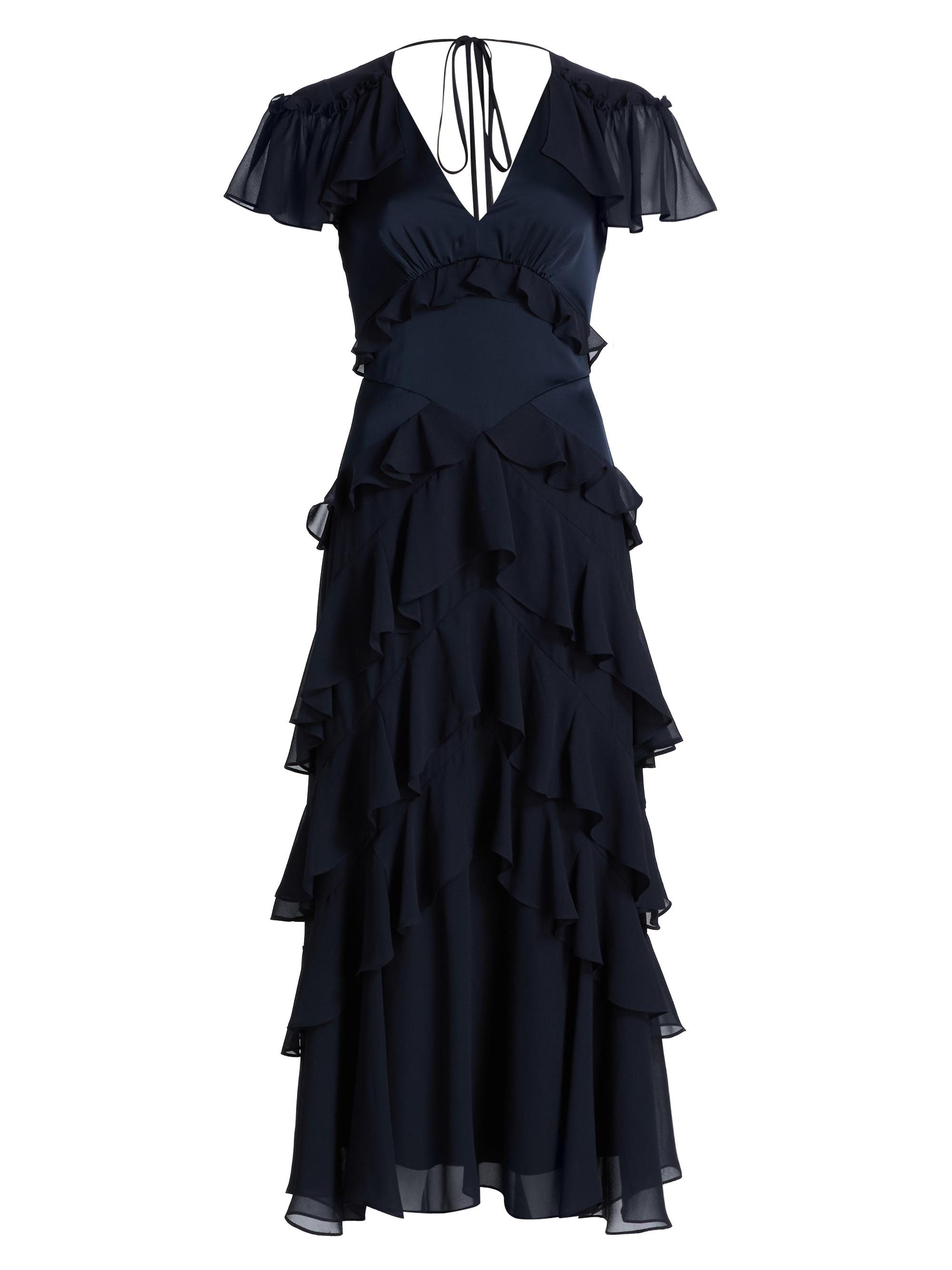 Cinq à Sept Women's Tatum Tiered Ruffled Chiffon Midi-Dress - Navy
