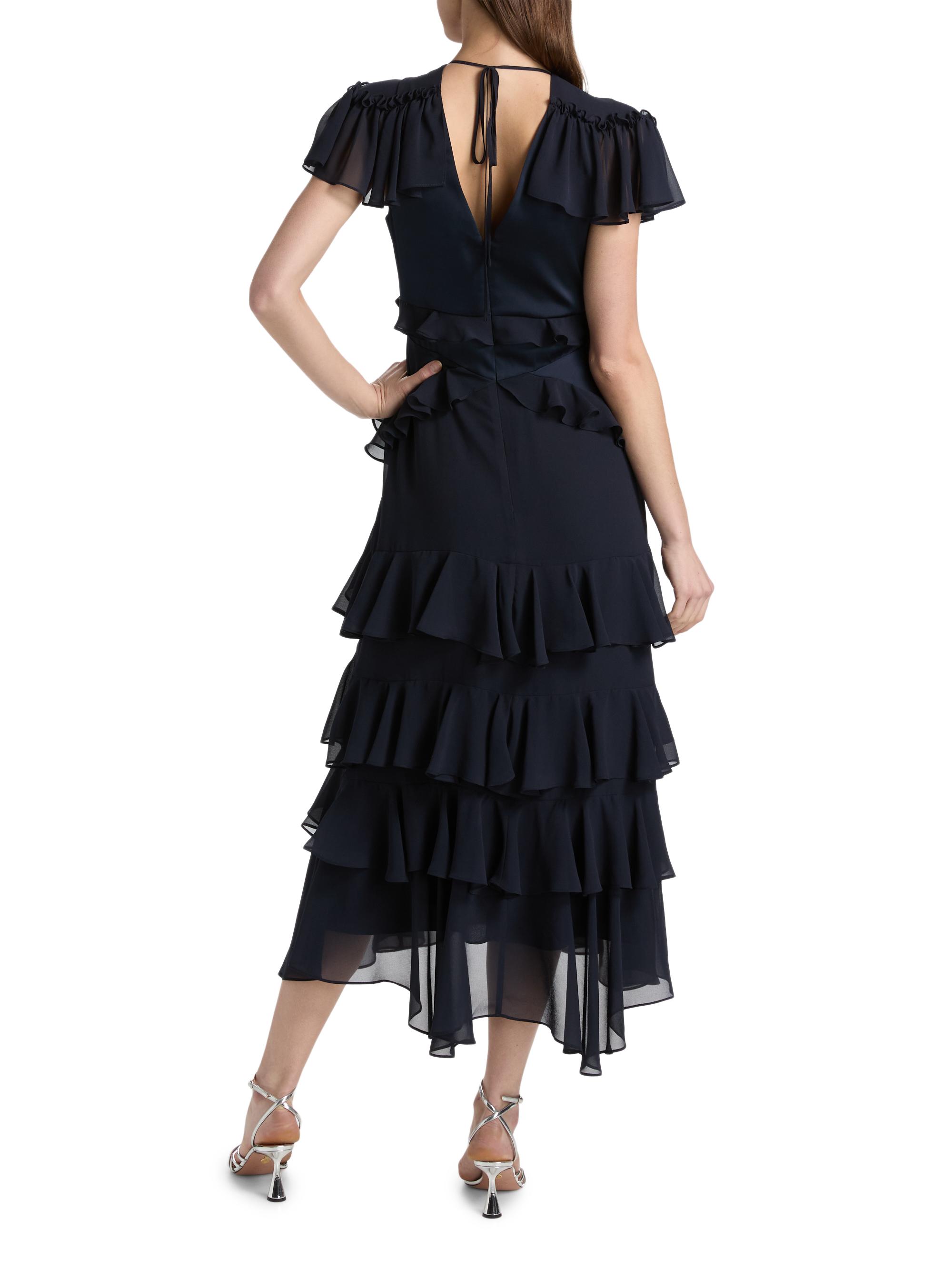 Cinq à Sept Women's Tatum Tiered Ruffled Chiffon Midi-Dress - Navy | Thumbnail 5