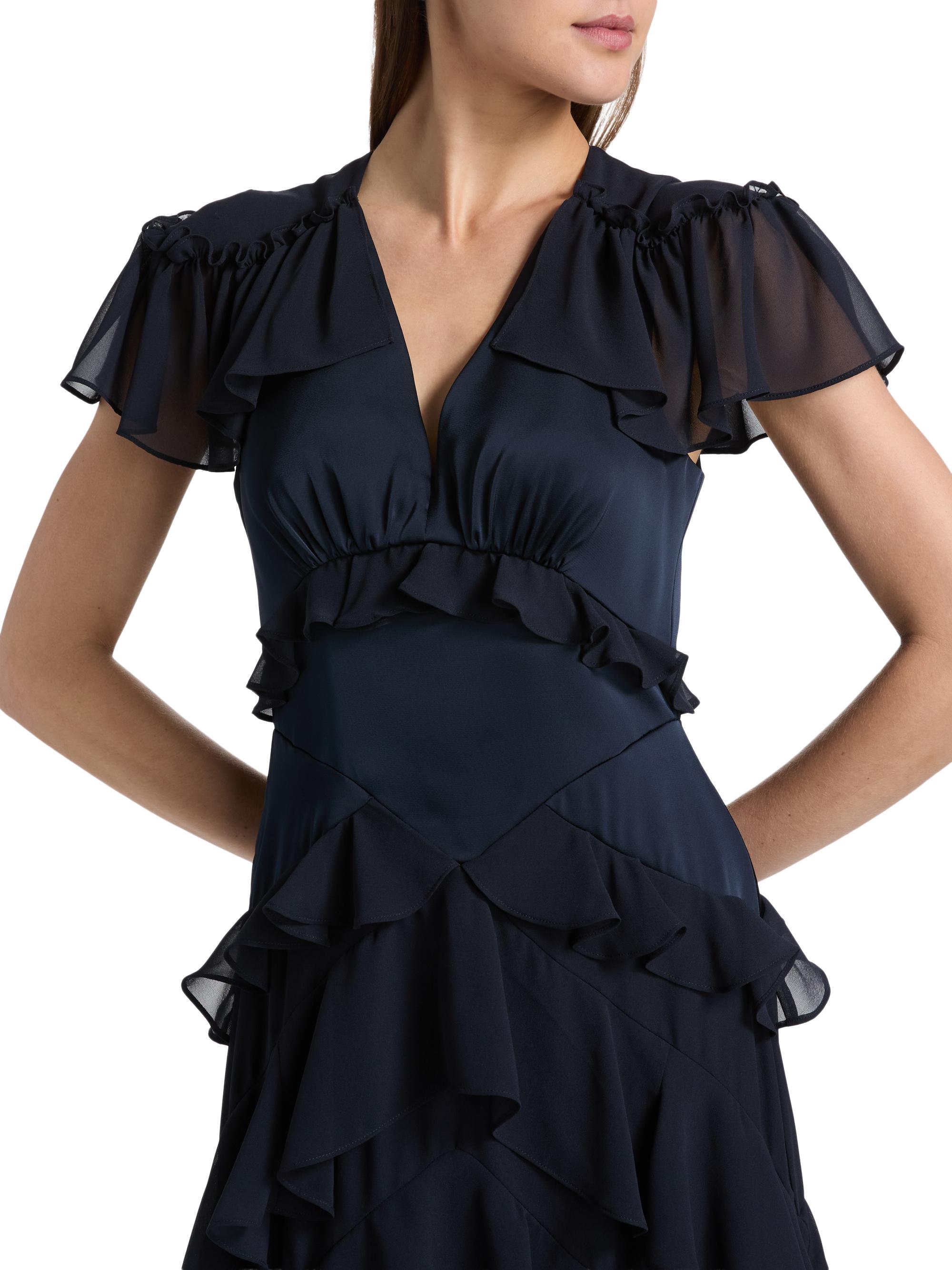 Cinq à Sept Women's Tatum Tiered Ruffled Chiffon Midi-Dress - Navy | Thumbnail 6
