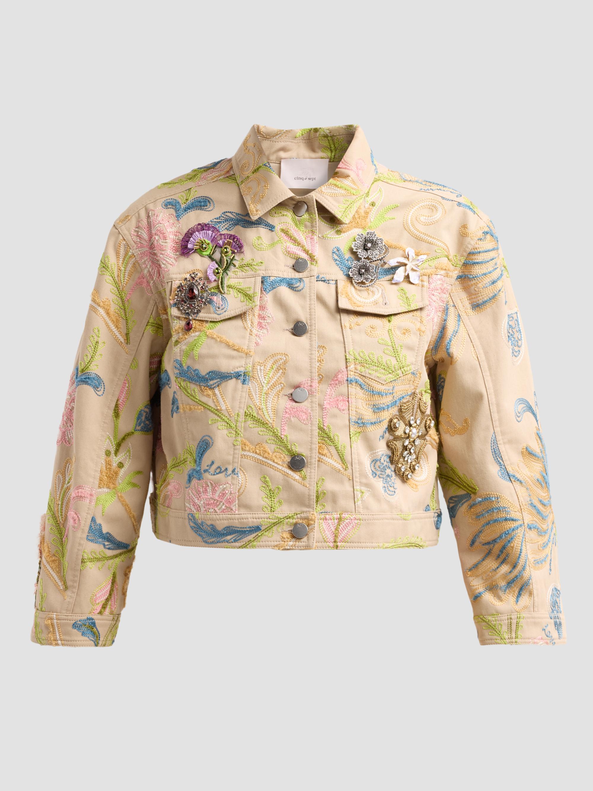 Cinq à Sept Women's Addie Brooche Denim Jacket - Khaki Multi
