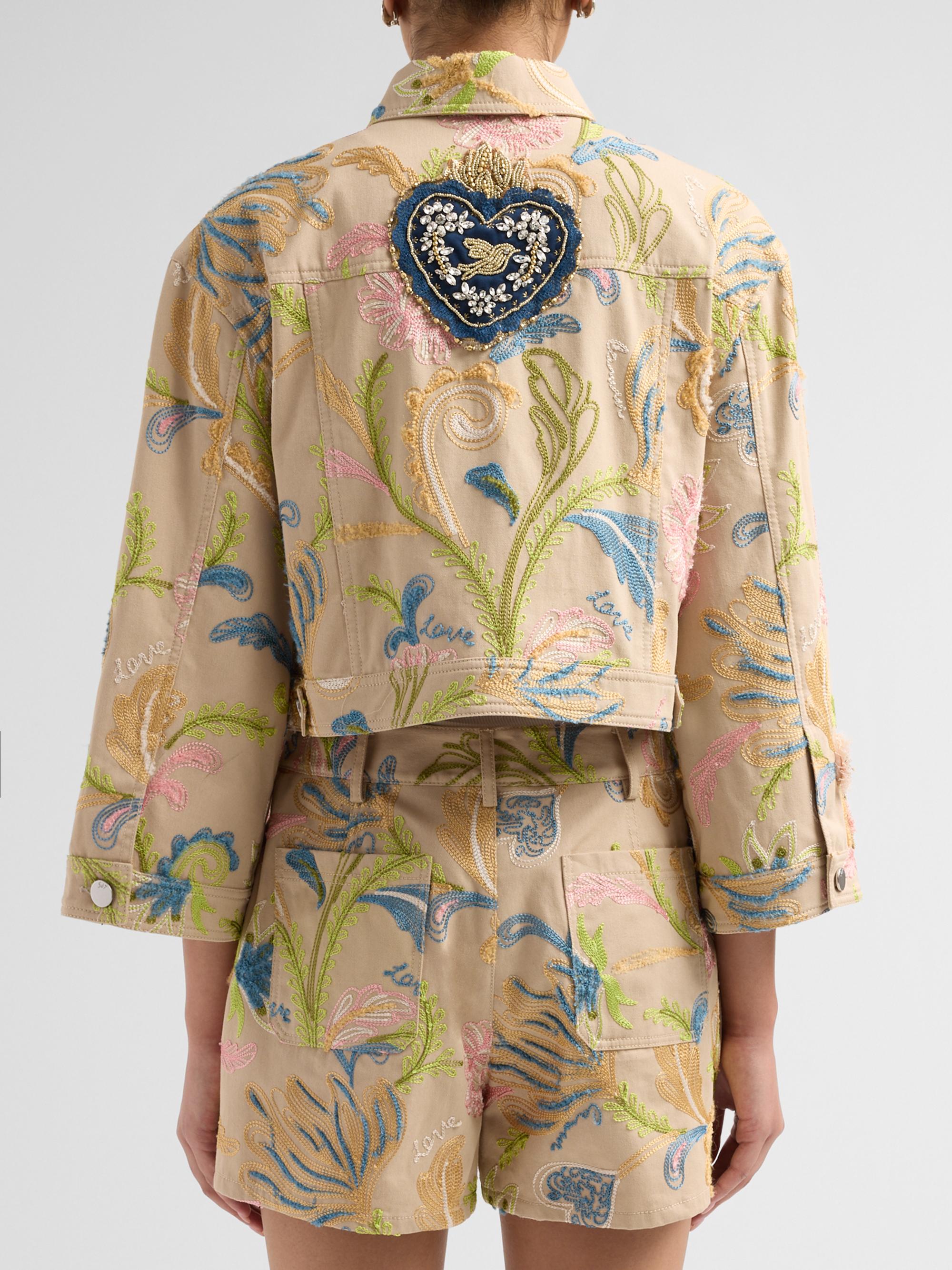 Cinq à Sept Women's Addie Brooche Denim Jacket - Khaki Multi | Thumbnail 3