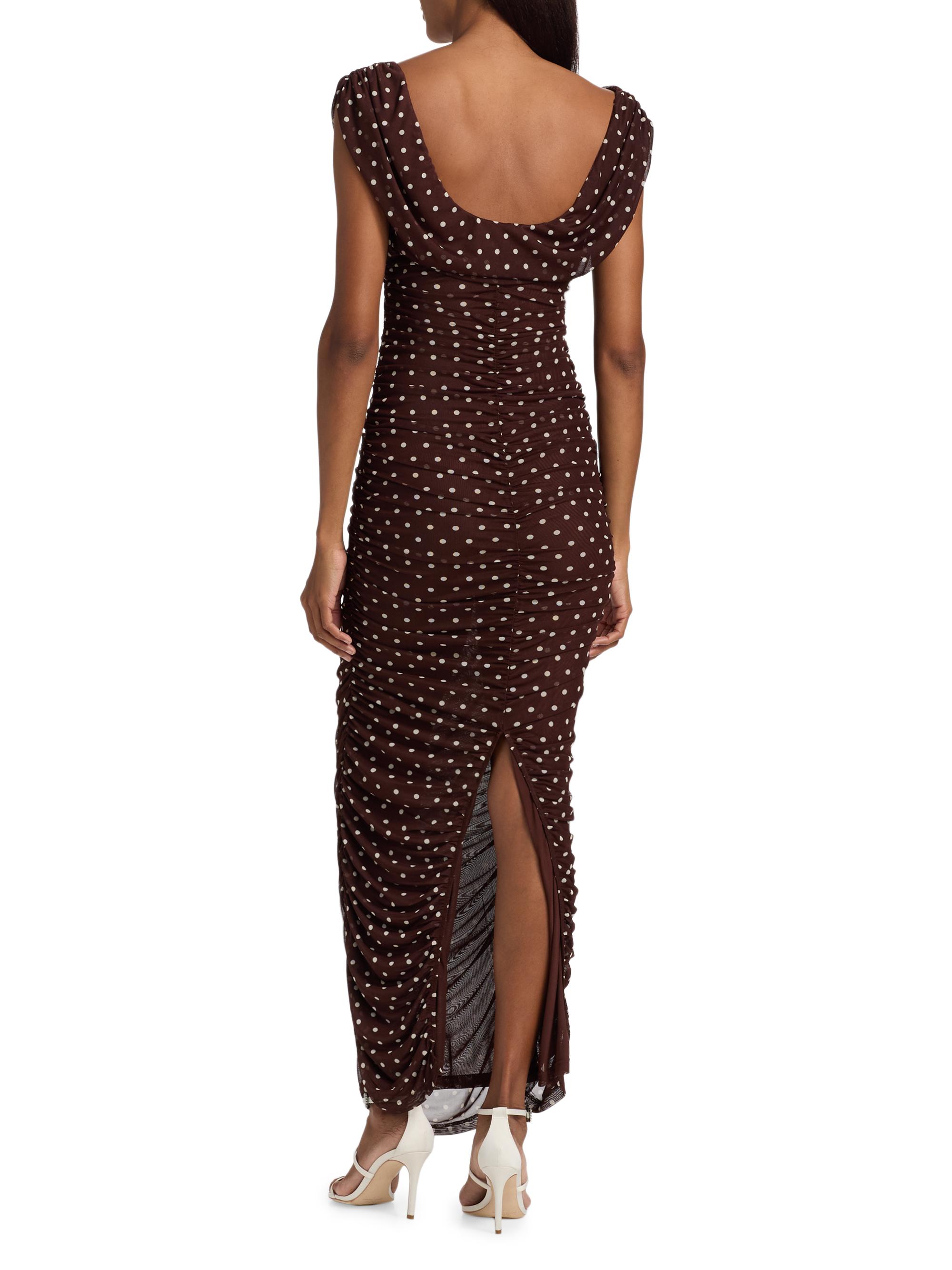 Black Halo Women's Evangeline Polka Dot Maxi Dress - Cocoa Dot | Thumbnail 5