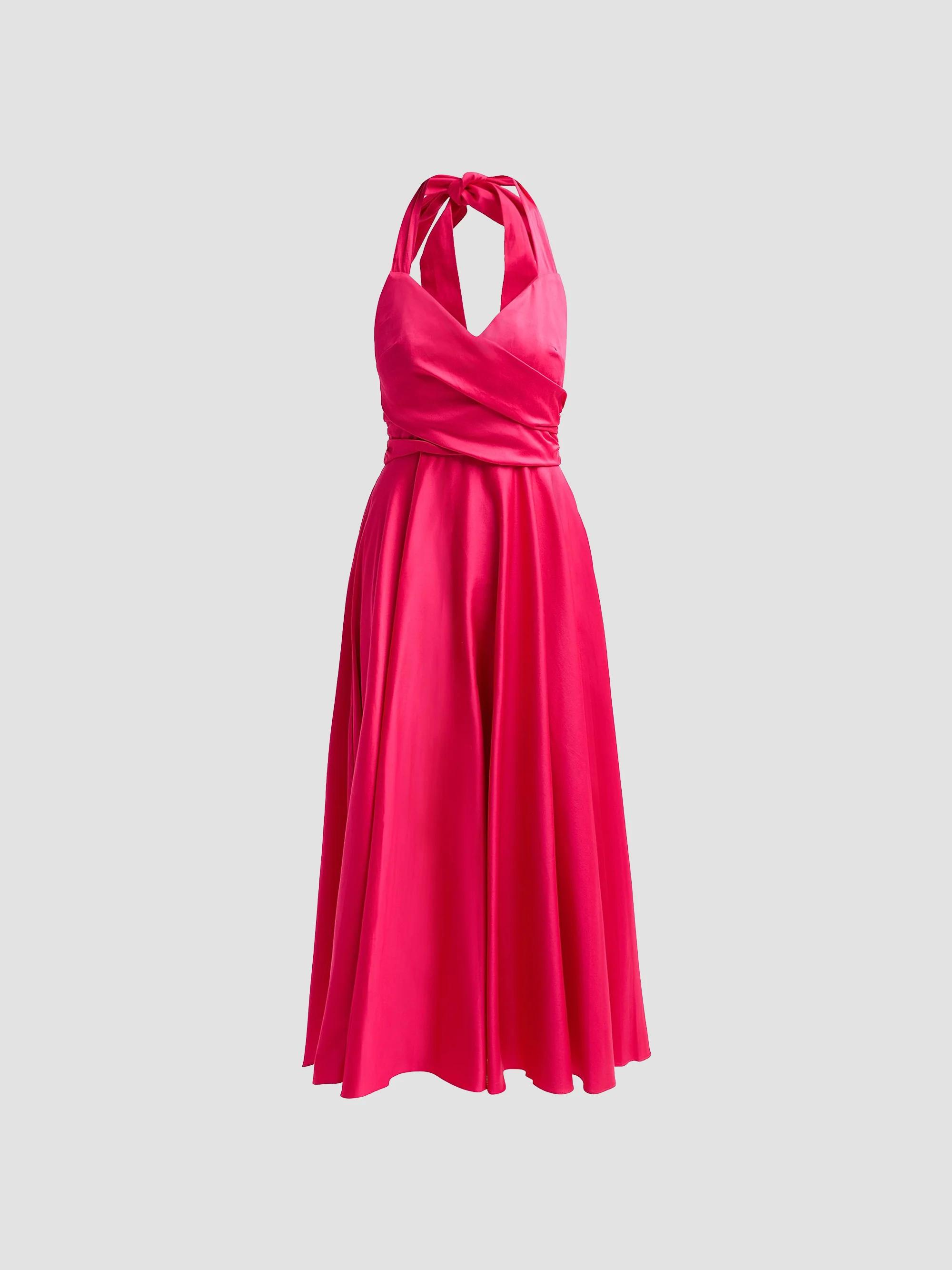 norma kamali halter turtle dress Women's Side Slit Gown Flowy Chiffon Skirt main image 0